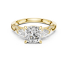 Cushion-Cut Diamond Ring with Half-Moon Side Stones