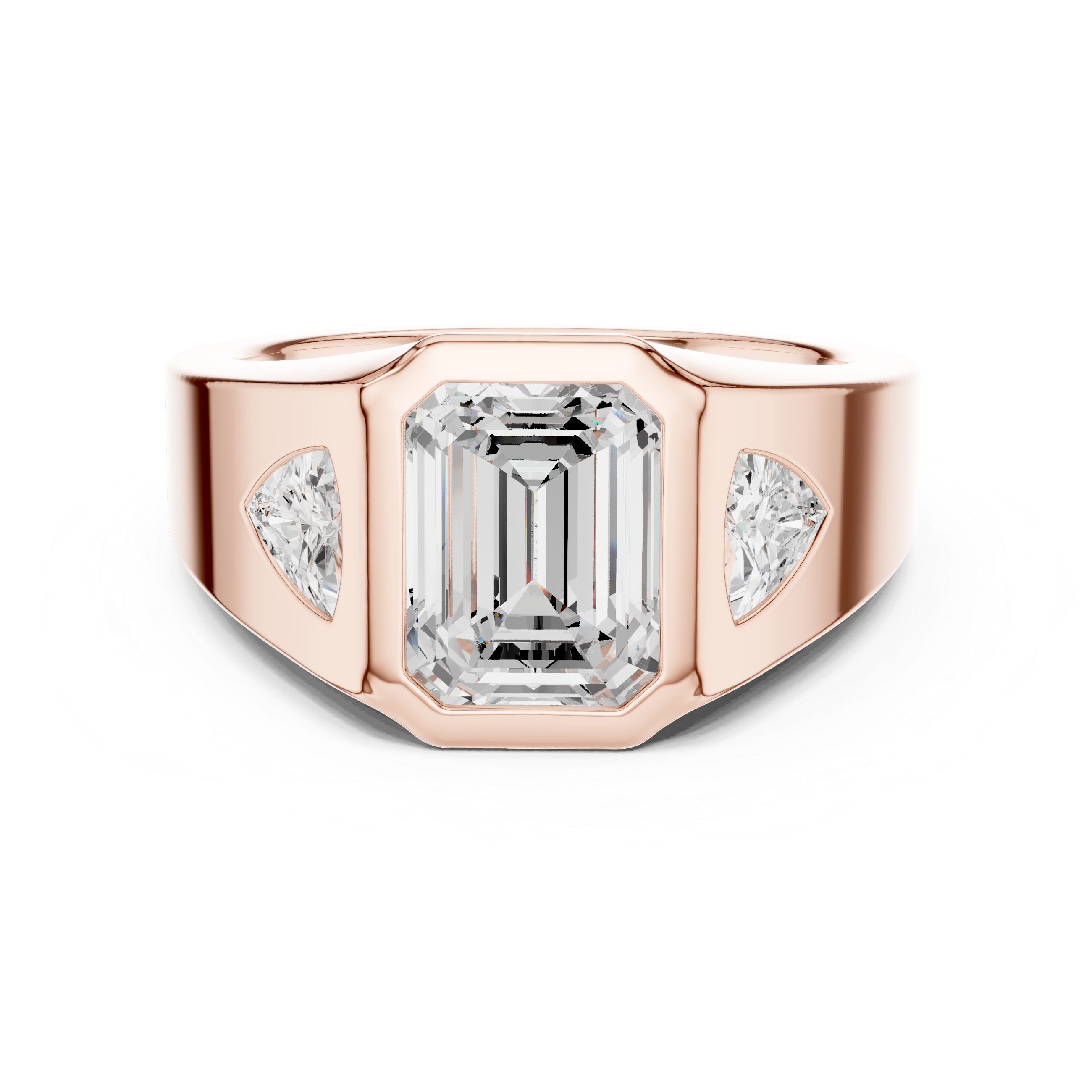 Emerald-Cut Diamond Ring with Tapered Baguette Side Stones in a Bold Channel-Set Band