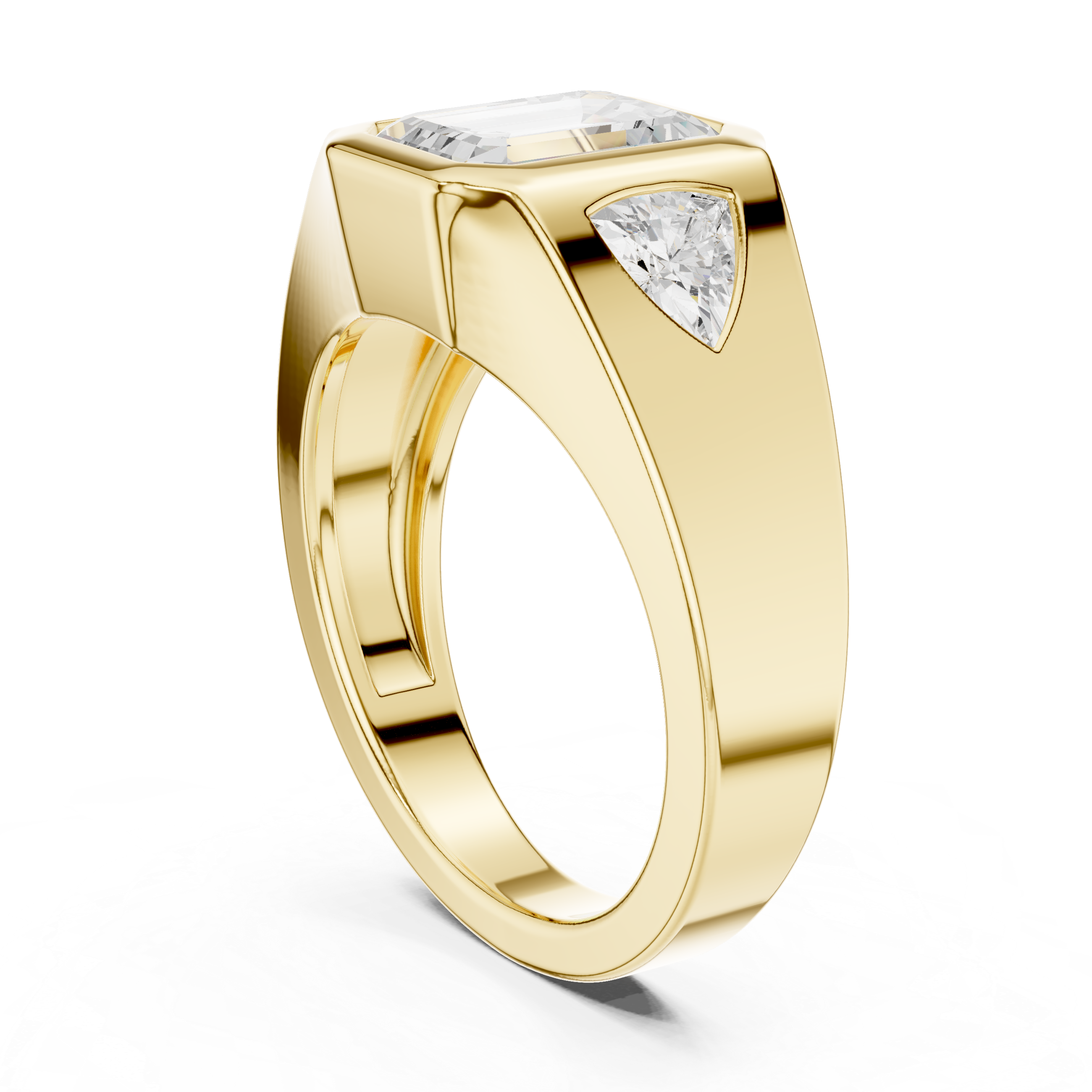 Emerald-Cut Diamond Ring with Tapered Baguette Side Stones in a Bold Channel-Set Band