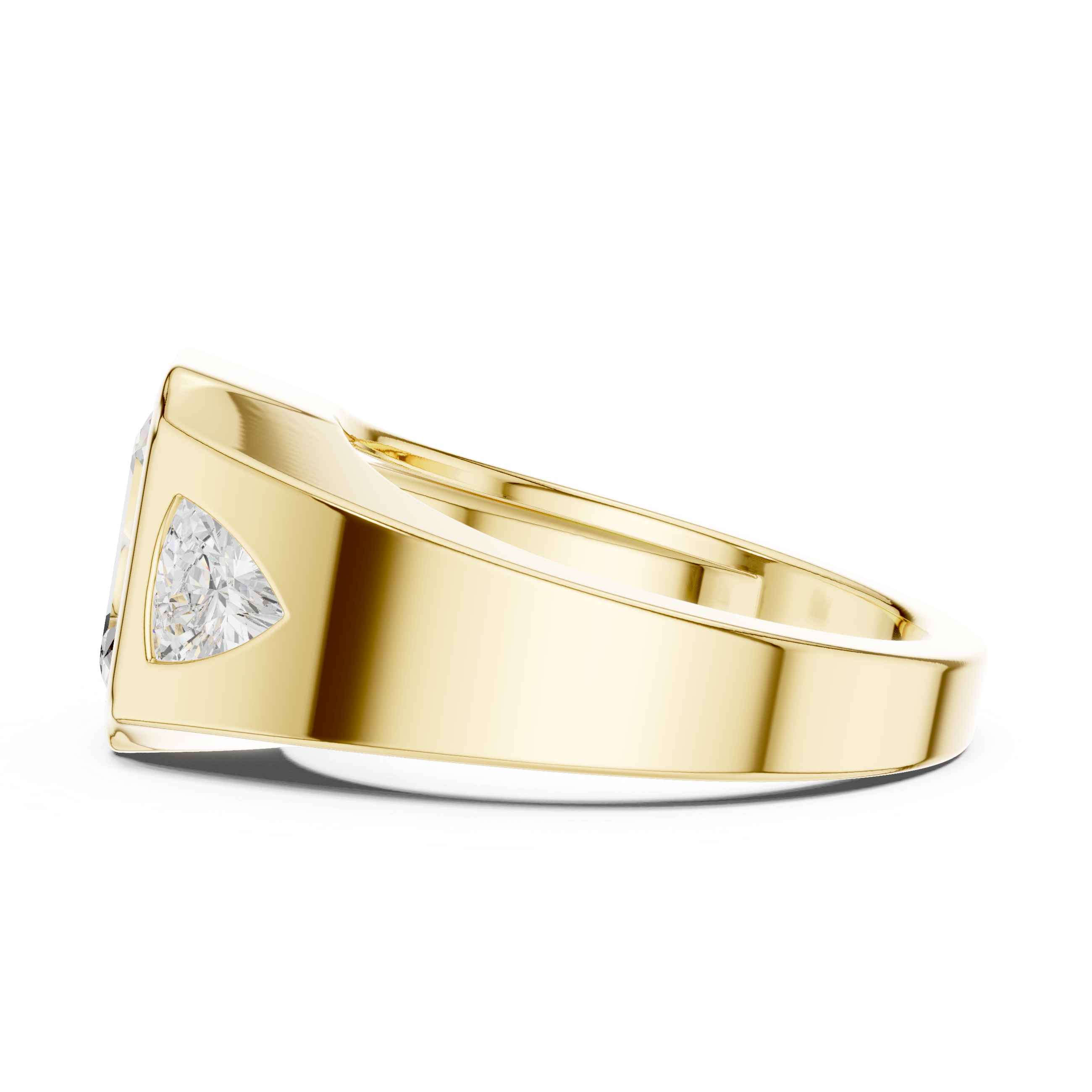 Emerald-Cut Diamond Ring with Tapered Baguette Side Stones in a Bold Channel-Set Band