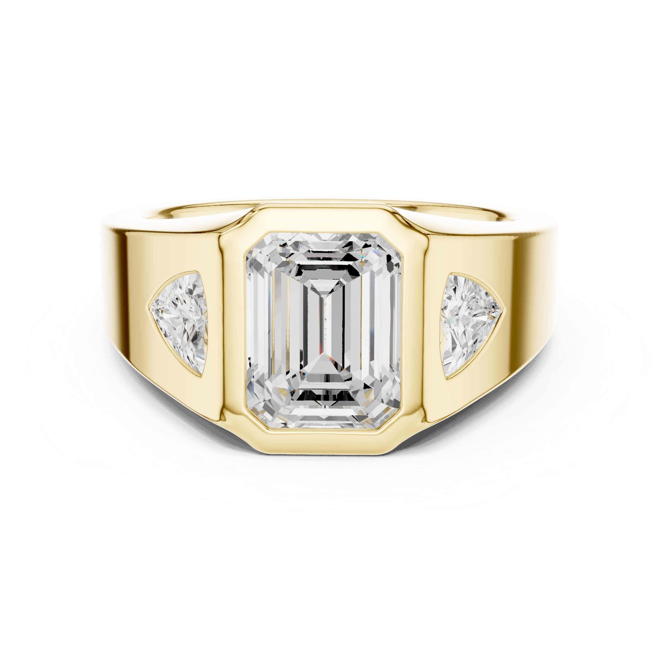 Emerald-Cut Diamond Ring with Tapered Baguette Side Stones in a Bold Channel-Set Band