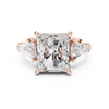 Radiant-Cut Diamond Ring with Trapezoid Side Stones and Classic Prong Setting