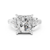 Radiant-Cut Diamond Ring with Trapezoid Side Stones and Classic Prong Setting