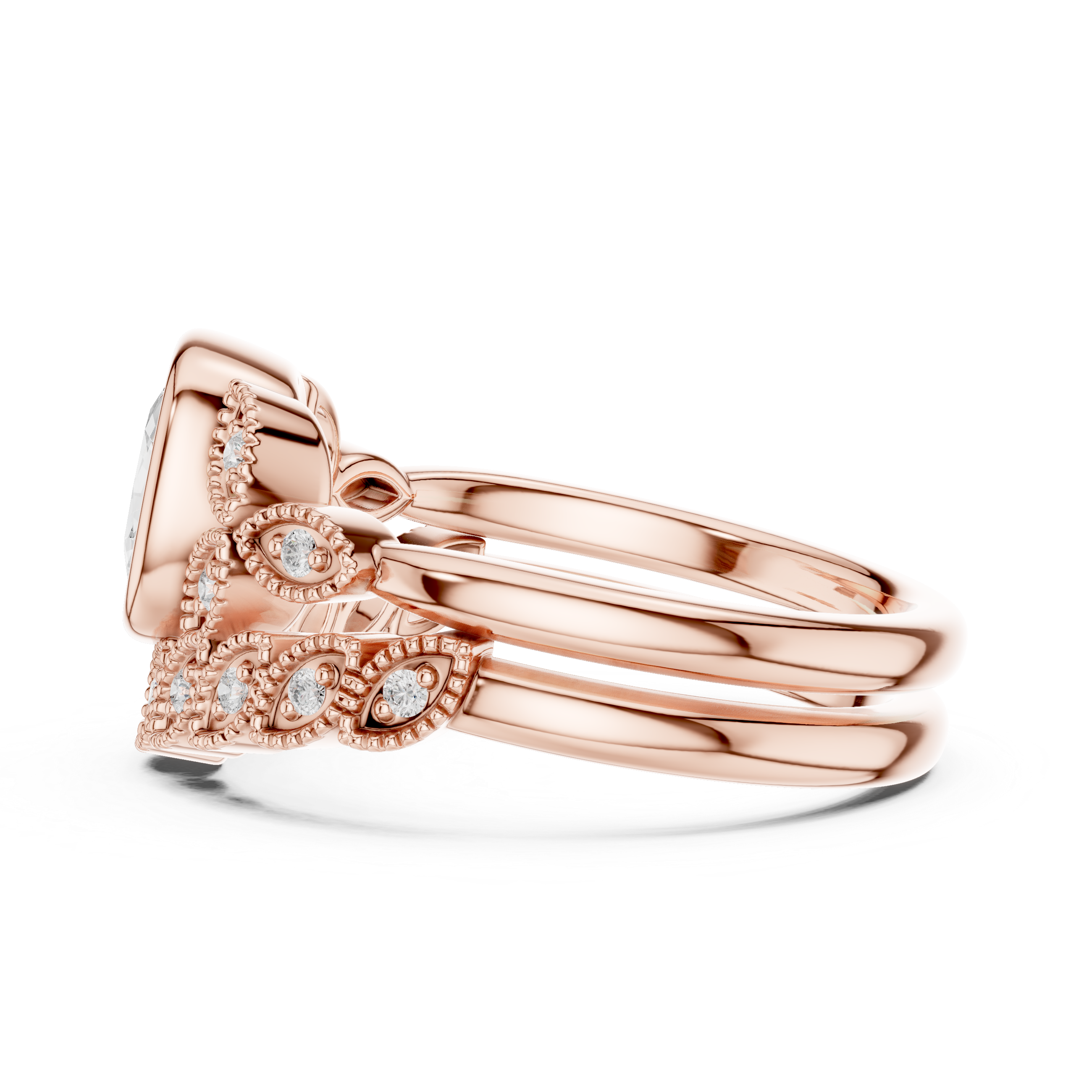 Cushion-Cut Diamond Ring with Intricate Vintage-Inspired Milgrain