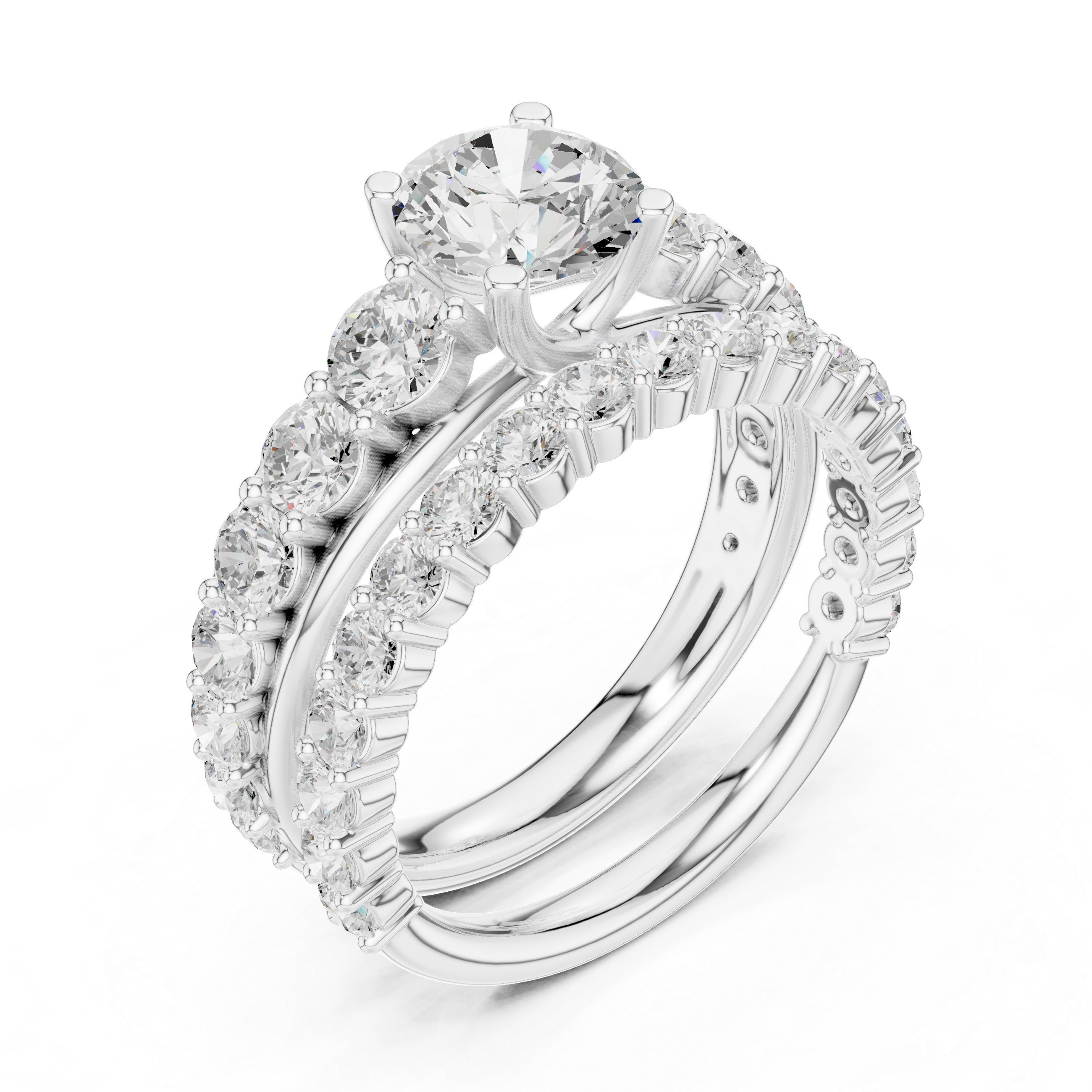 Round-Cut Diamond Halo Ring with Graduated Pav‚ Band
