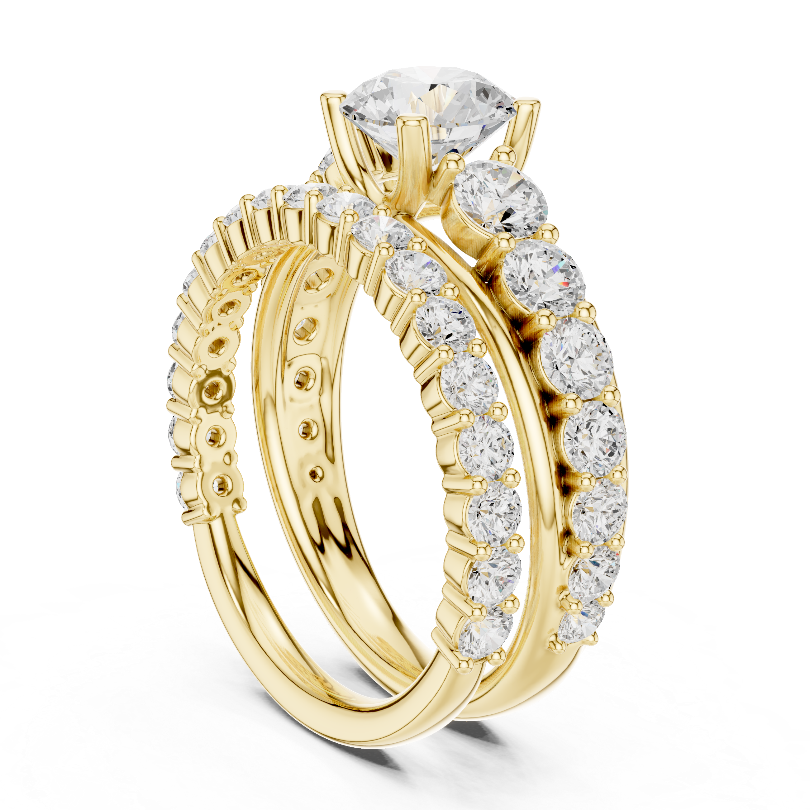 Round-Cut Diamond Halo Ring with Graduated Pav‚ Band