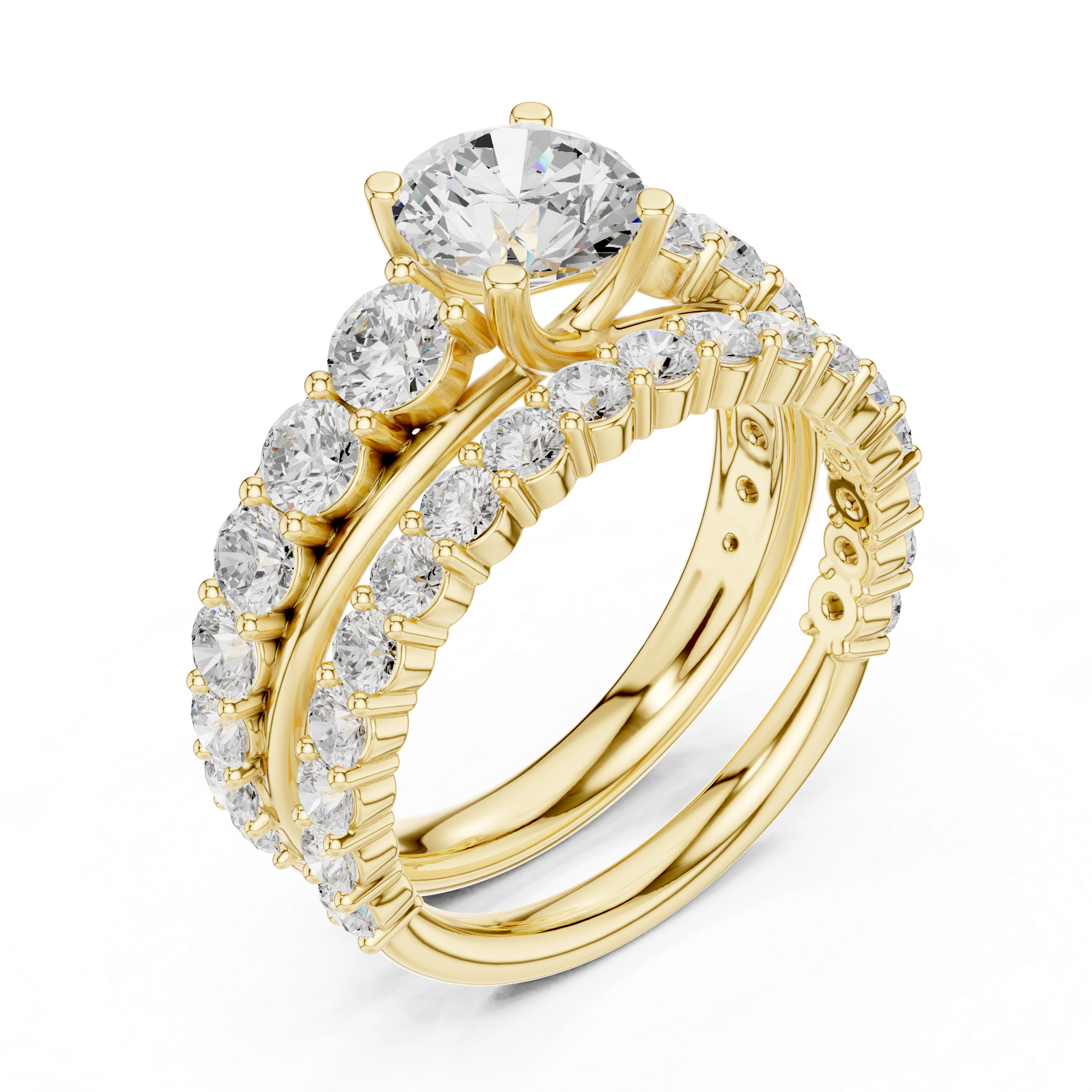 Round-Cut Diamond Halo Ring with Graduated Pav‚ Band