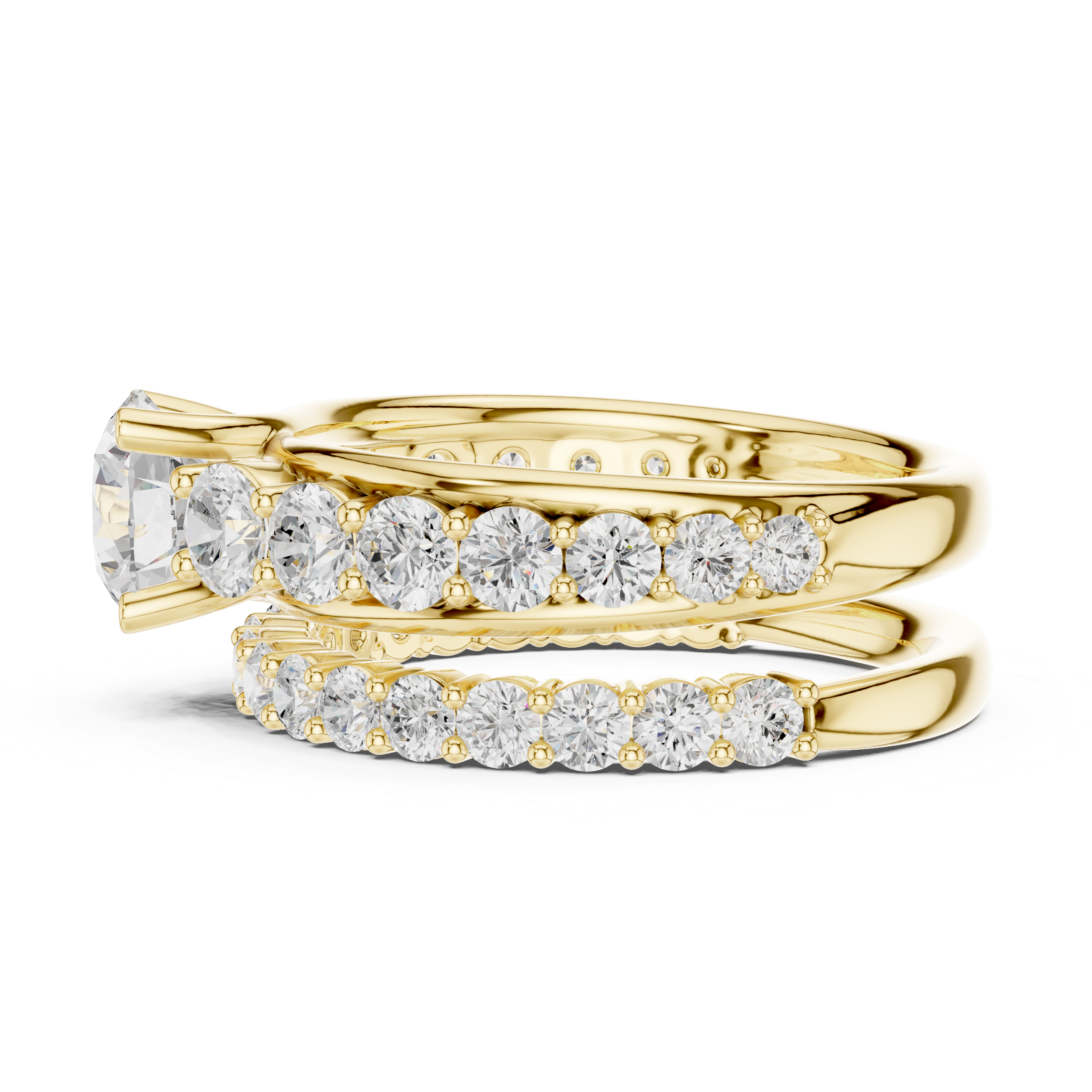 Round-Cut Diamond Halo Ring with Graduated Pav‚ Band