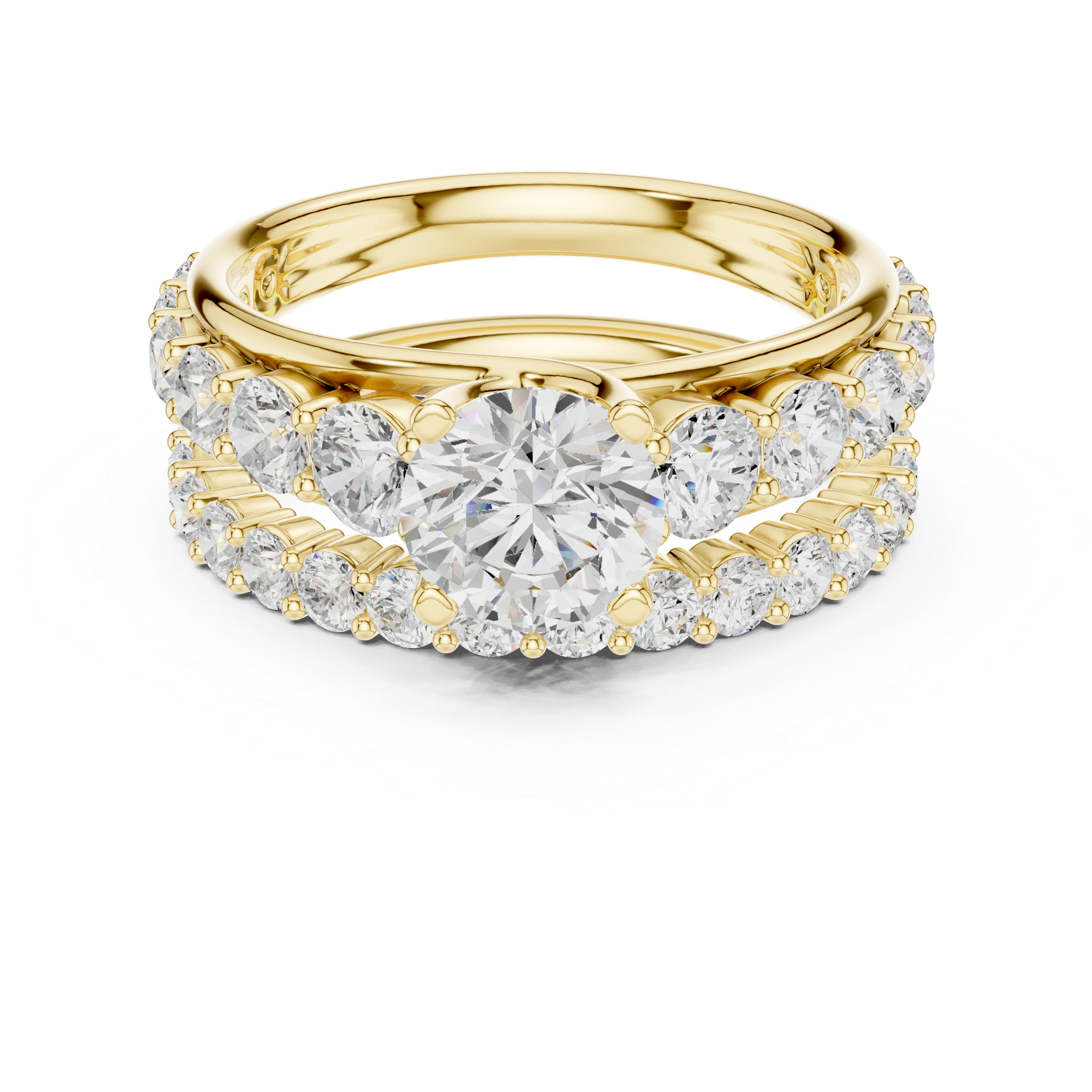 Round-Cut Diamond Halo Ring with Graduated Pav‚ Band