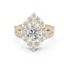 Round-Cut Diamond Marquise Halo Ring with Split Pav‚ Band