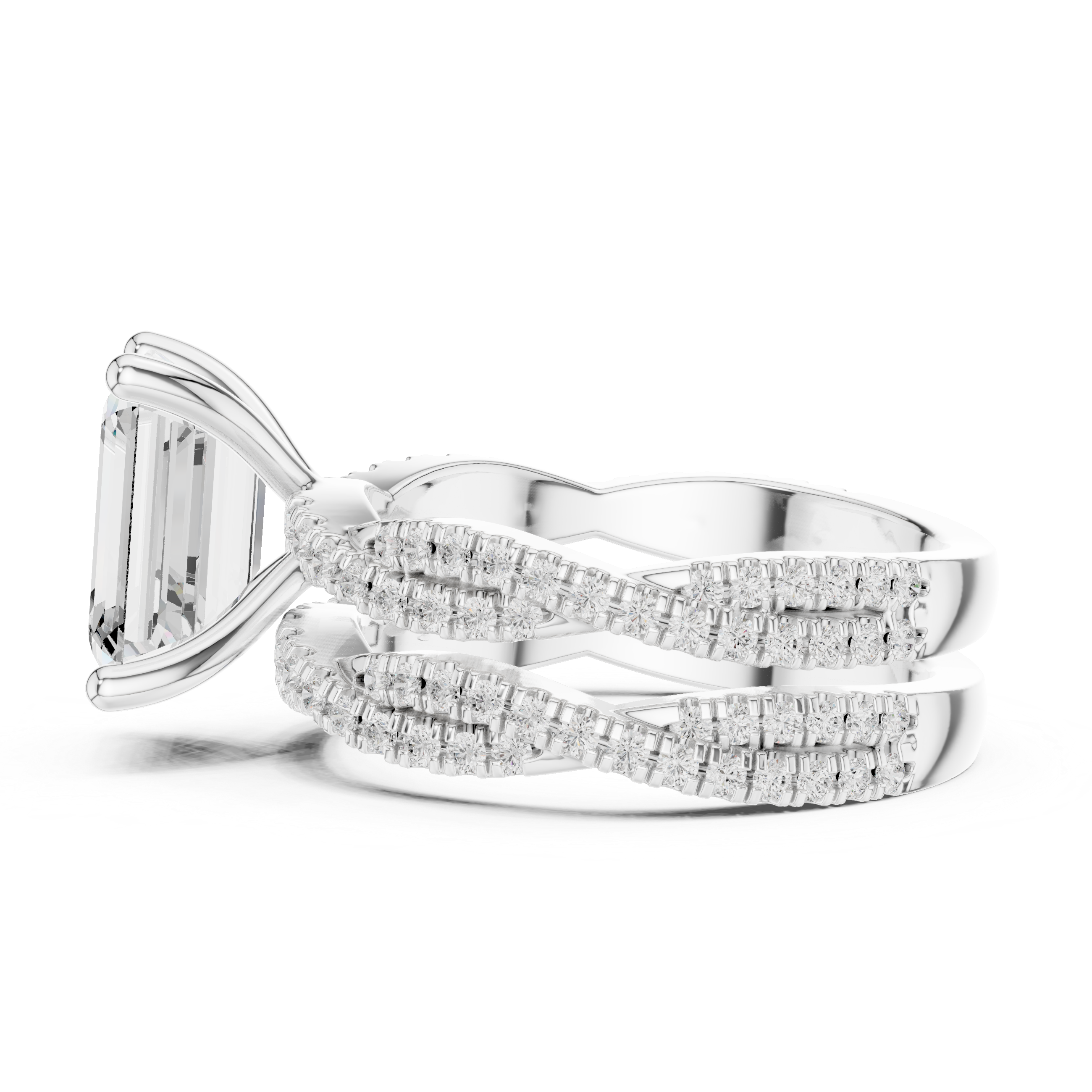 Emerald Cut Diamond Double-Band Ring