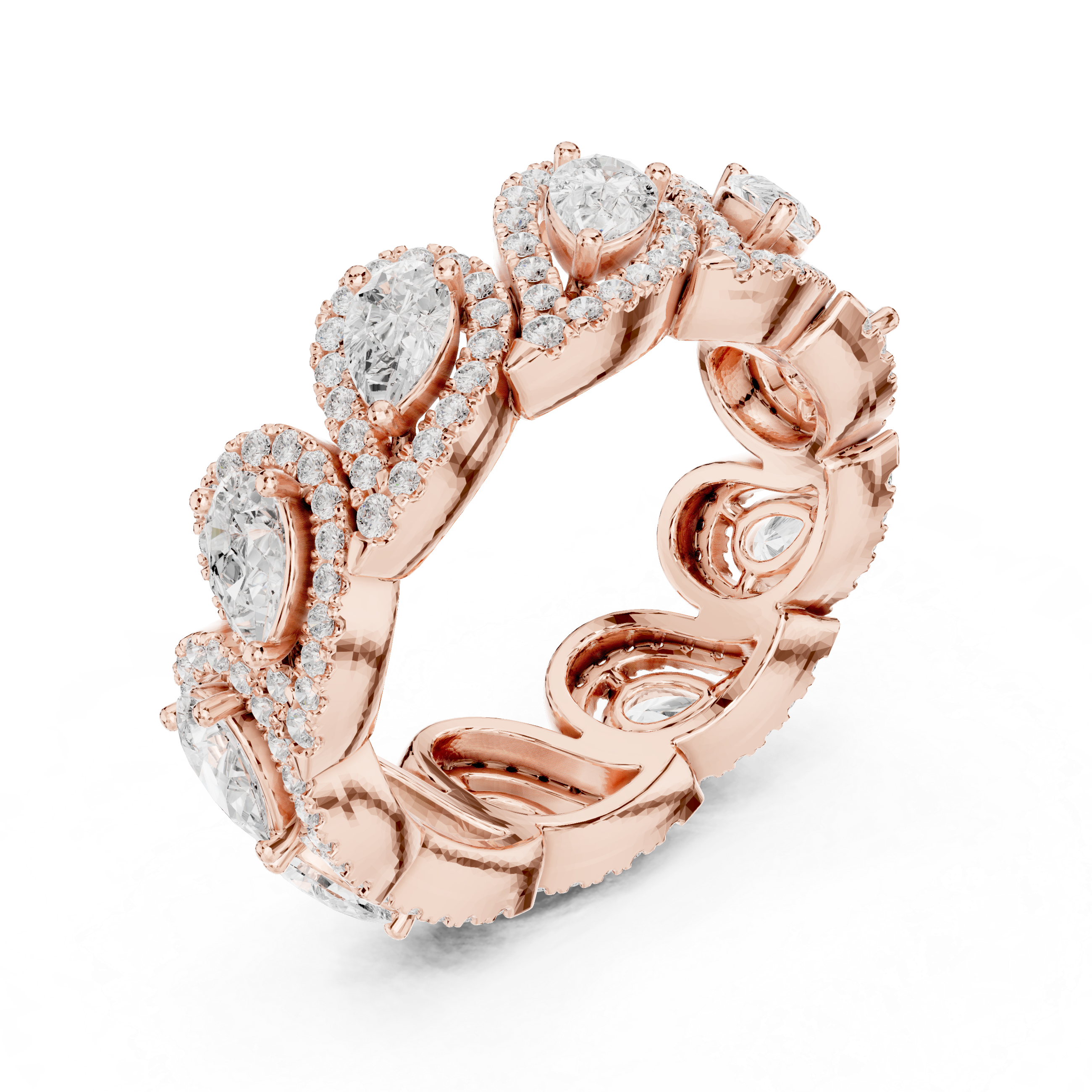 Teardrop Halo Diamond Eternity Band