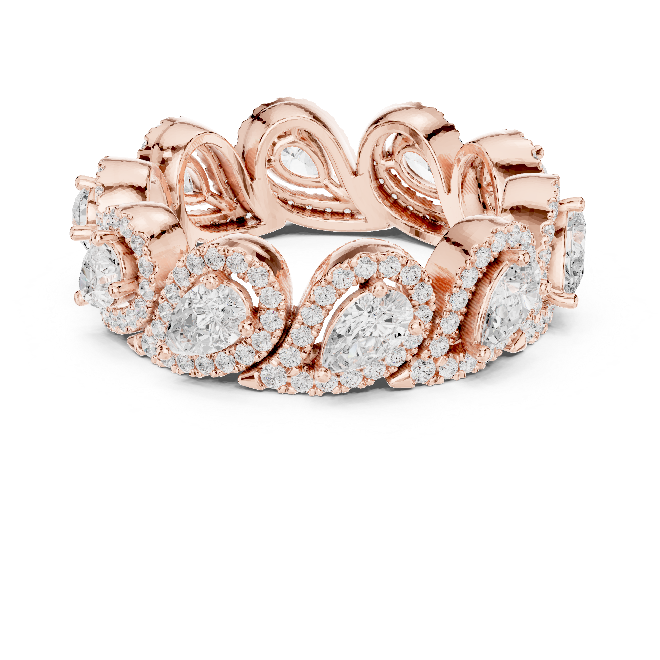 Teardrop Halo Diamond Eternity Band