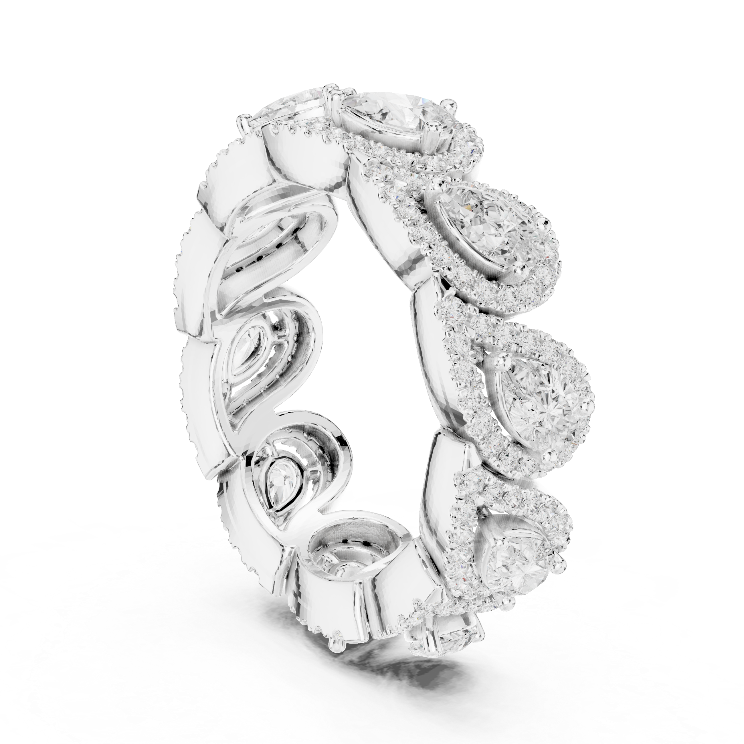 Teardrop Halo Diamond Eternity Band