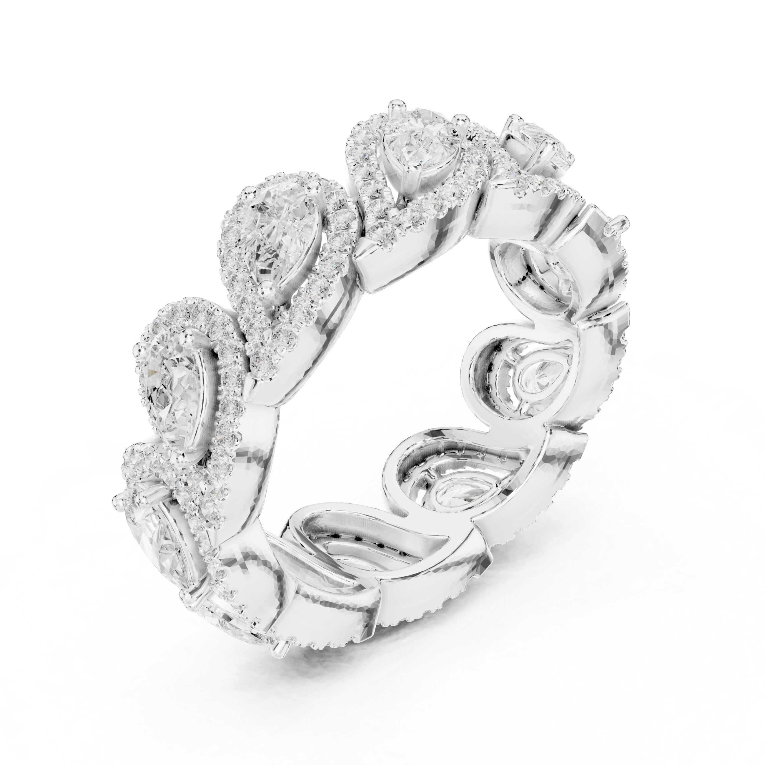 Teardrop Halo Diamond Eternity Band