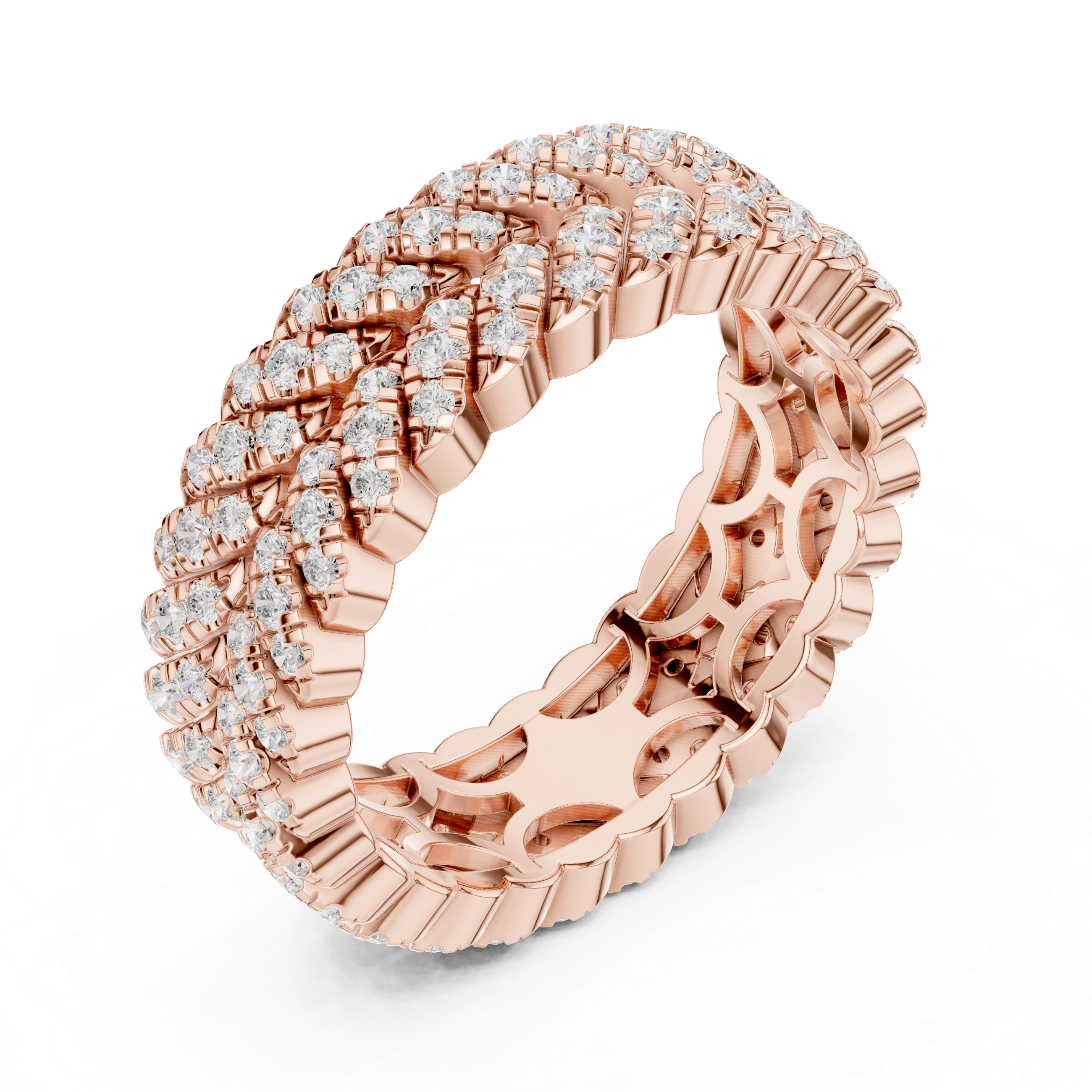 Intricate Diamond Braided Eternity Band