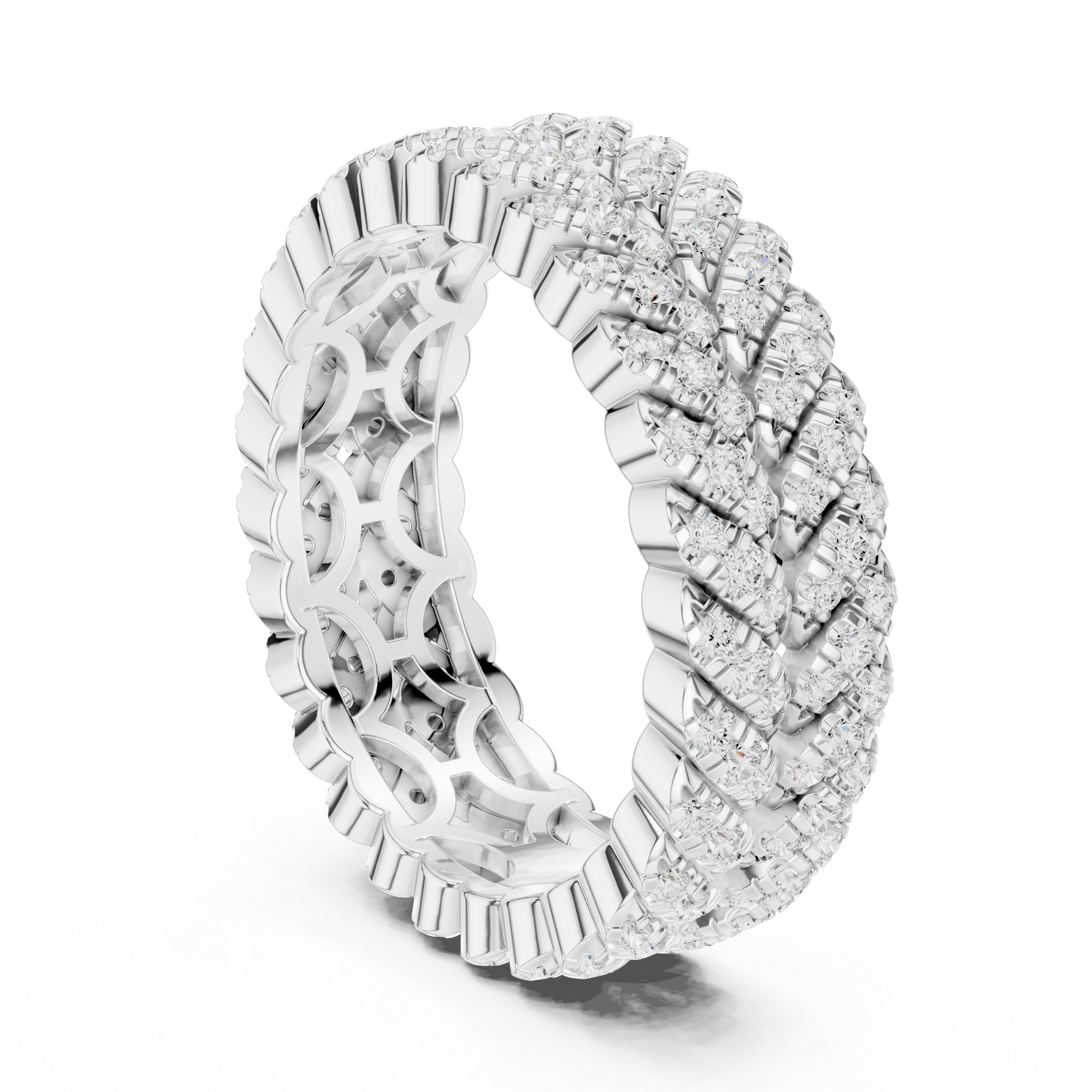 Intricate Diamond Braided Eternity Band