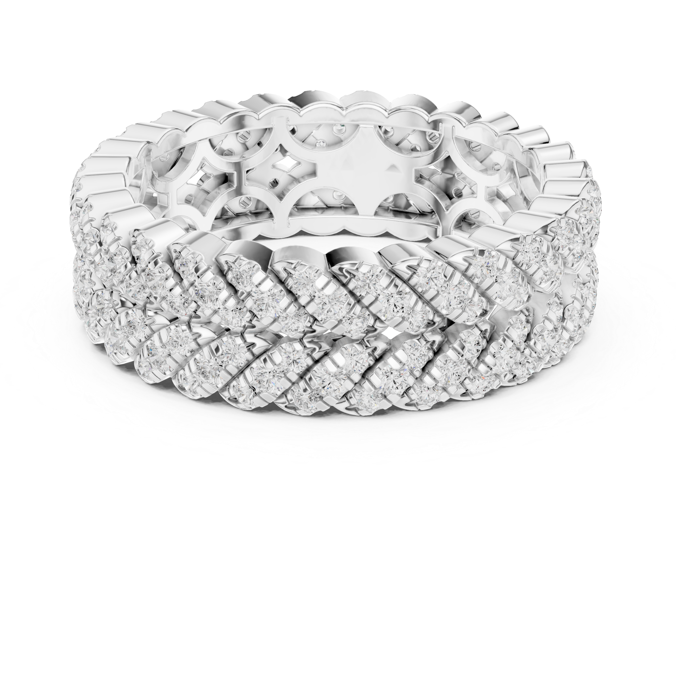 Intricate Diamond Braided Eternity Band