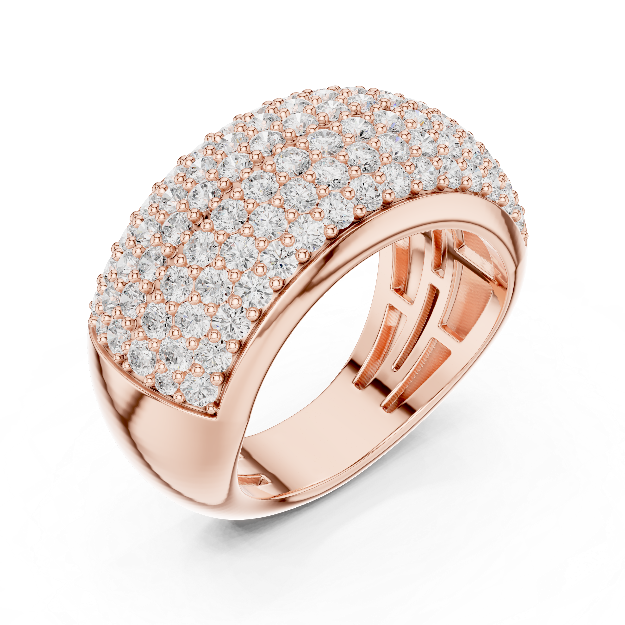 Wide Diamond Pave Statement Band