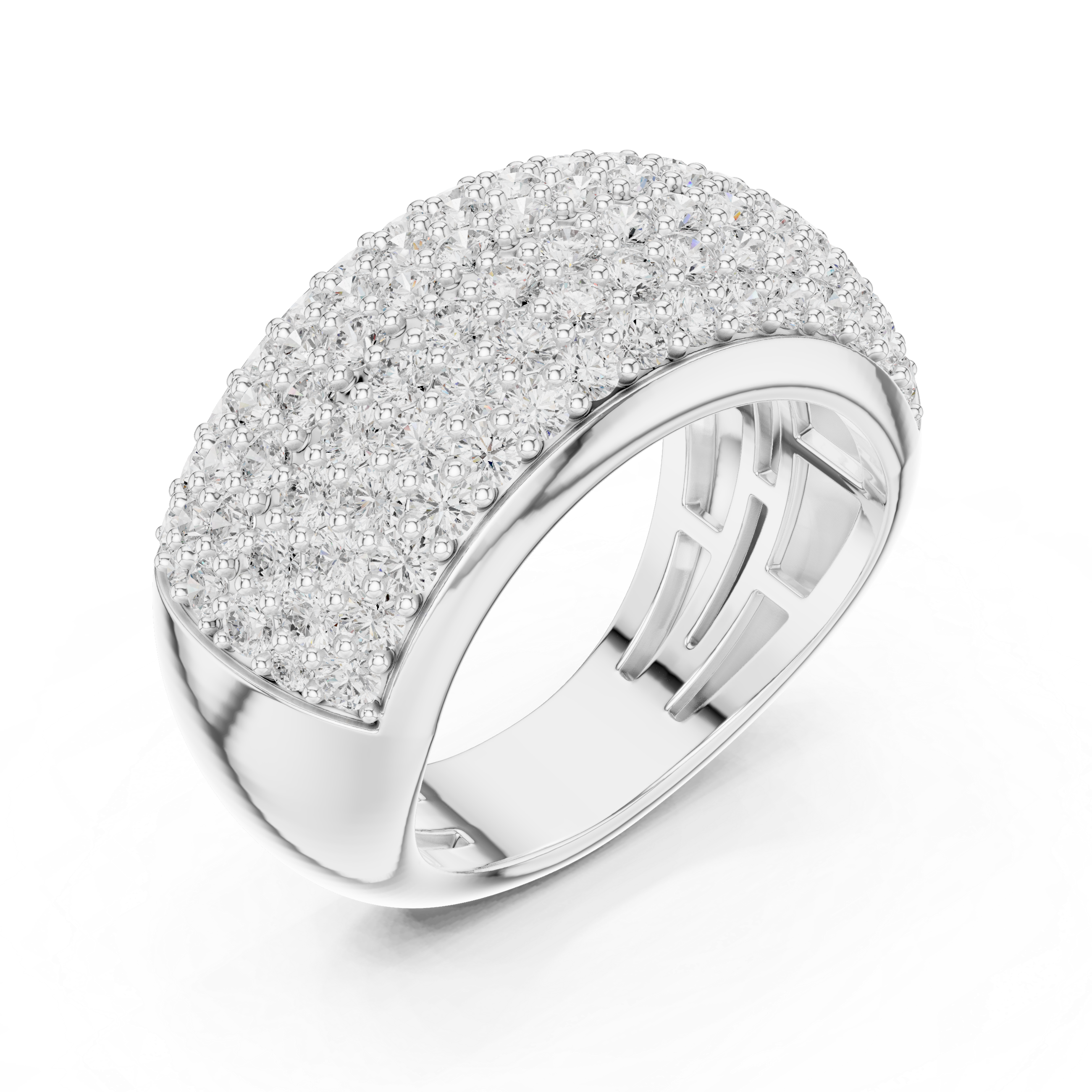 Wide Diamond Pave Statement Band