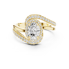 Oval center diamond and split shank pav‚ diamonds