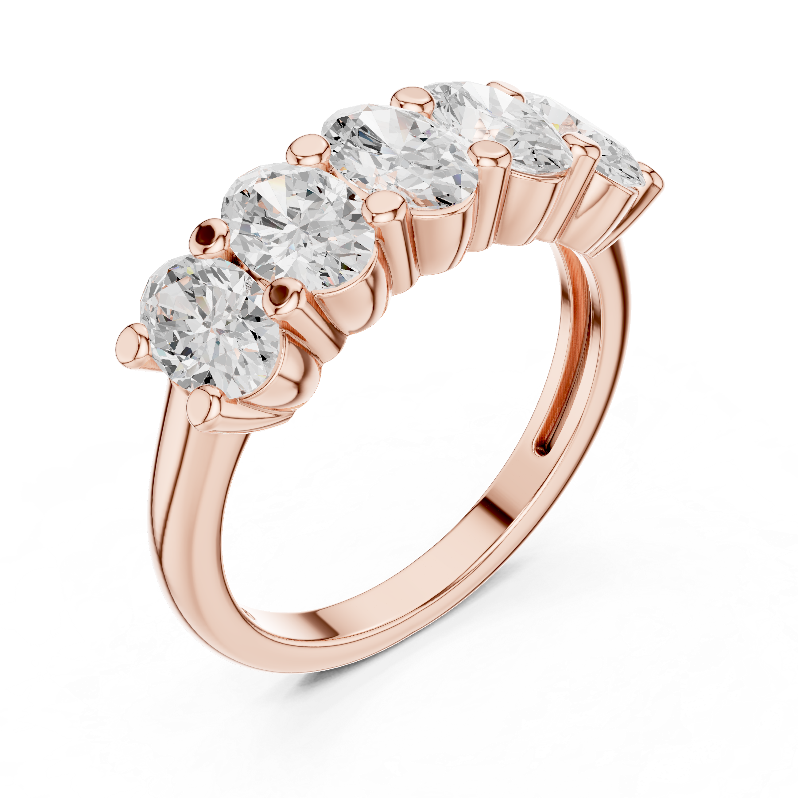 Oval diamond ring with five-stone
