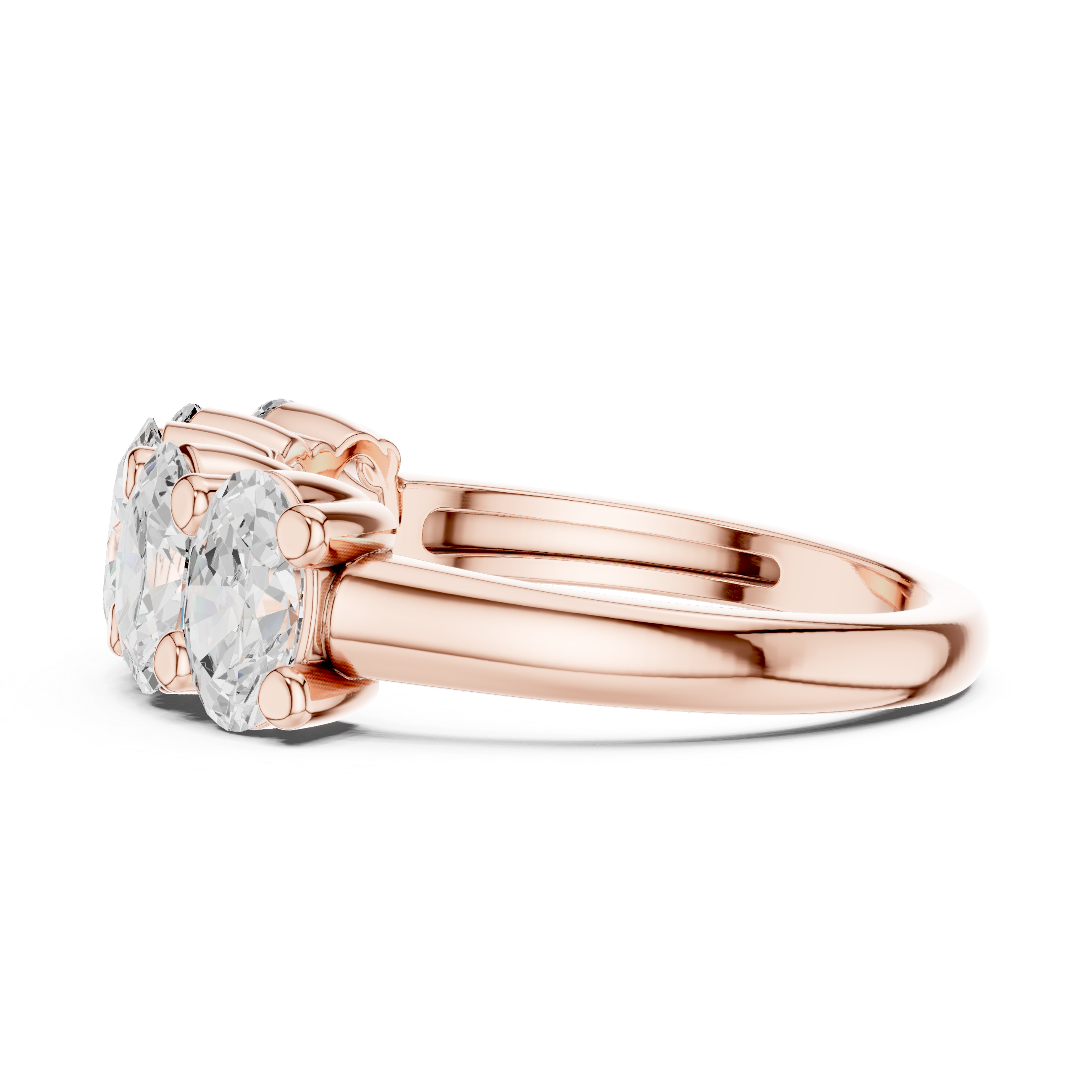 Oval diamond ring with five-stone