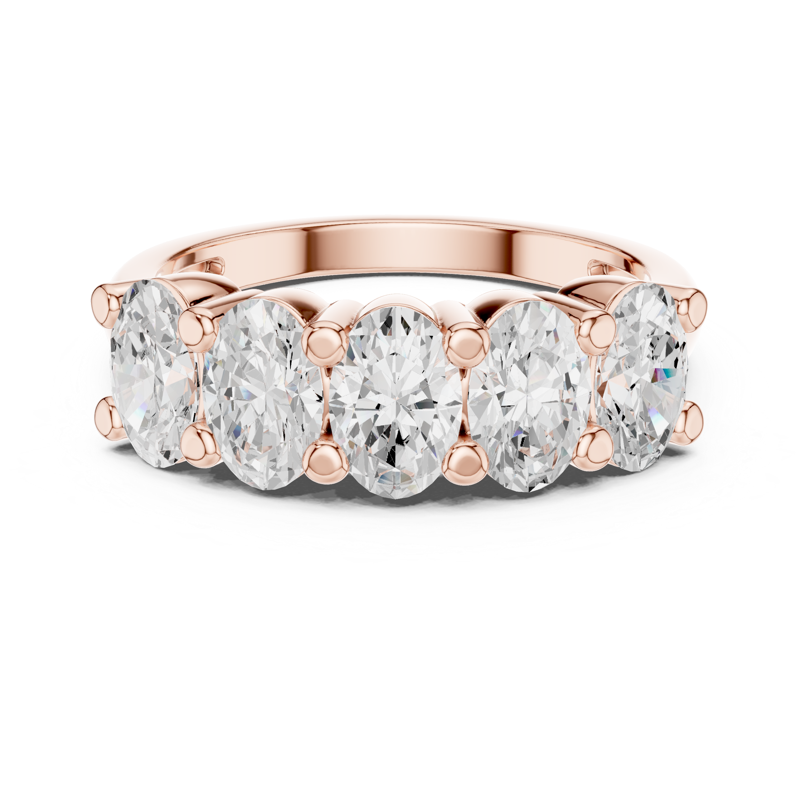 Oval diamond ring with five-stone
