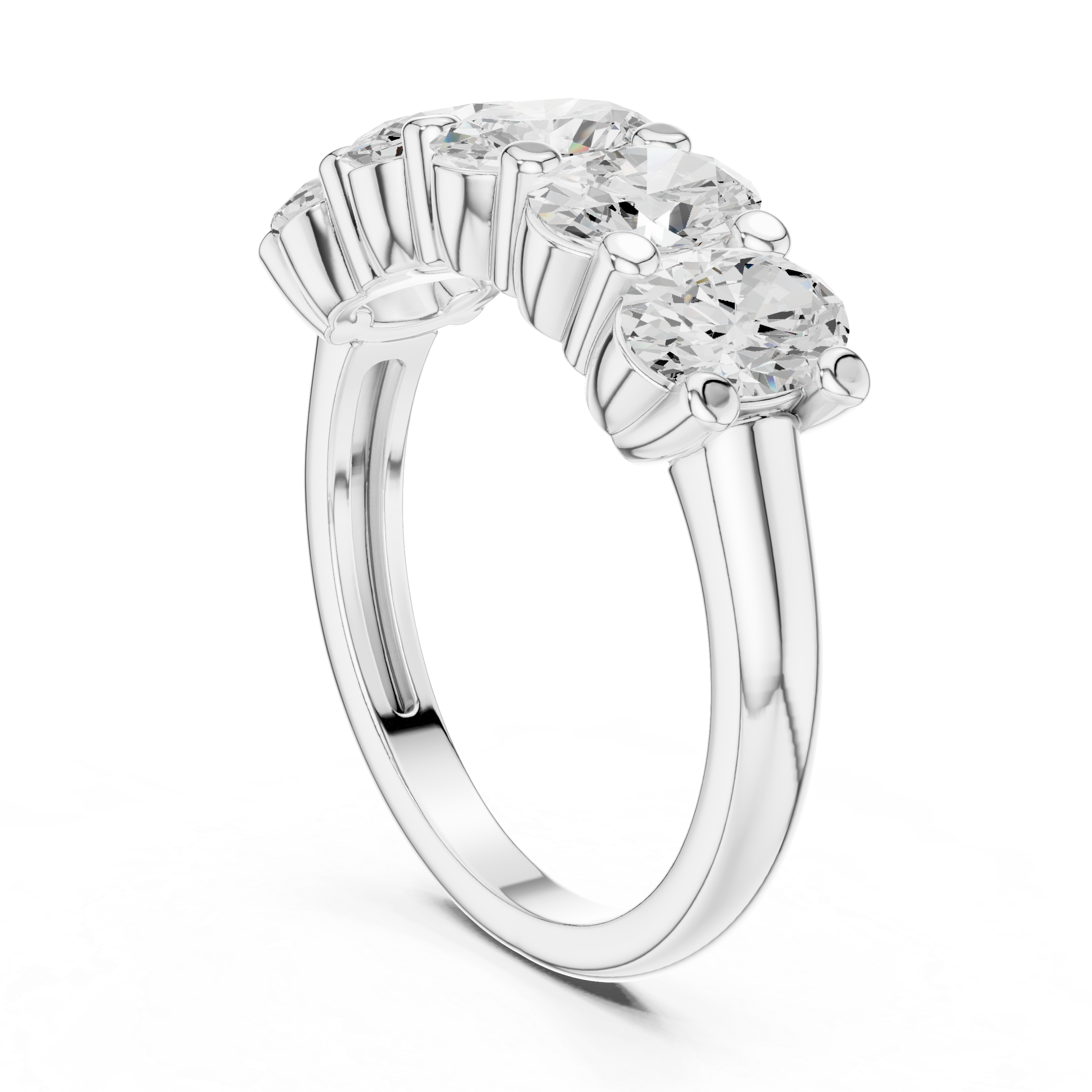 Oval diamond ring with five-stone