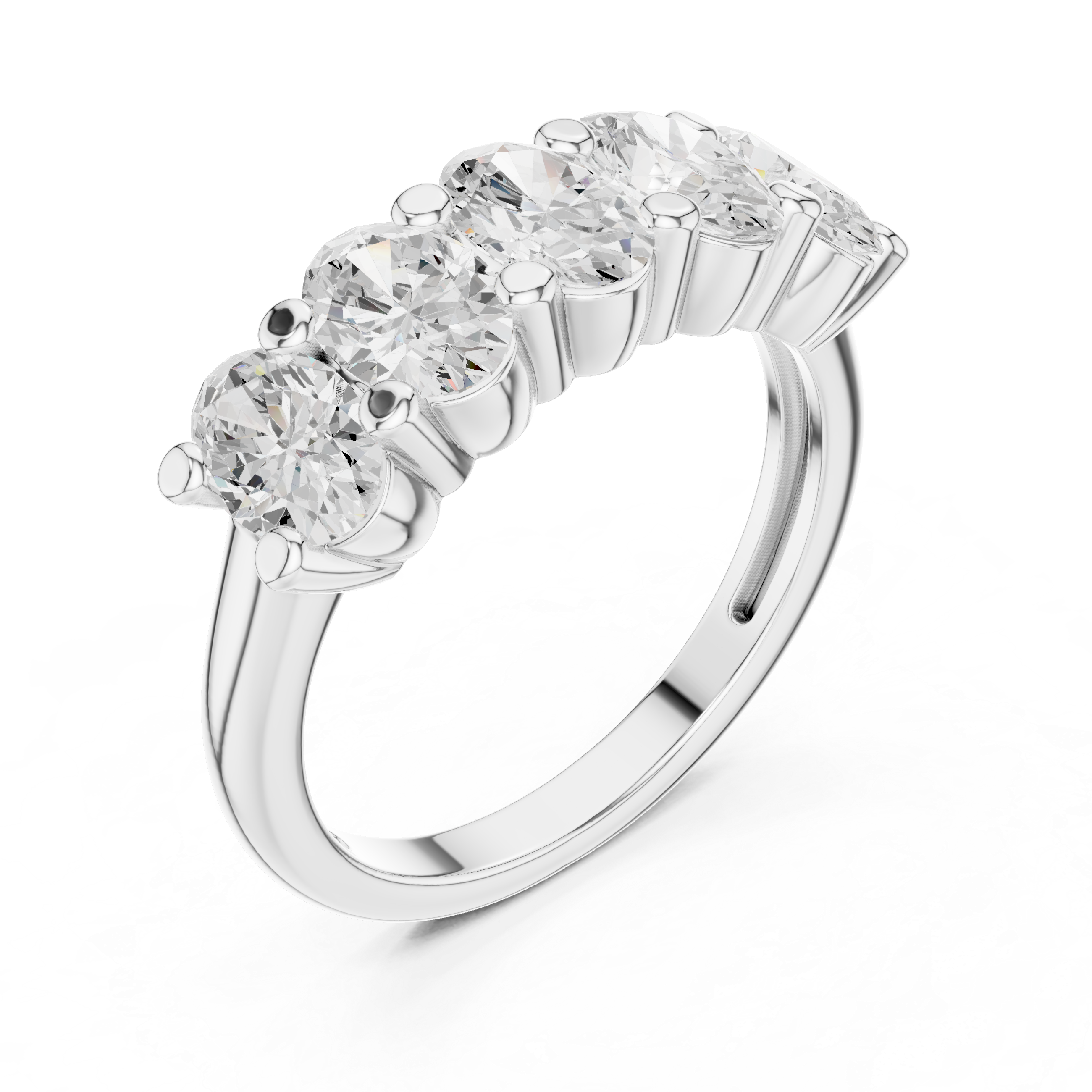 Oval diamond ring with five-stone