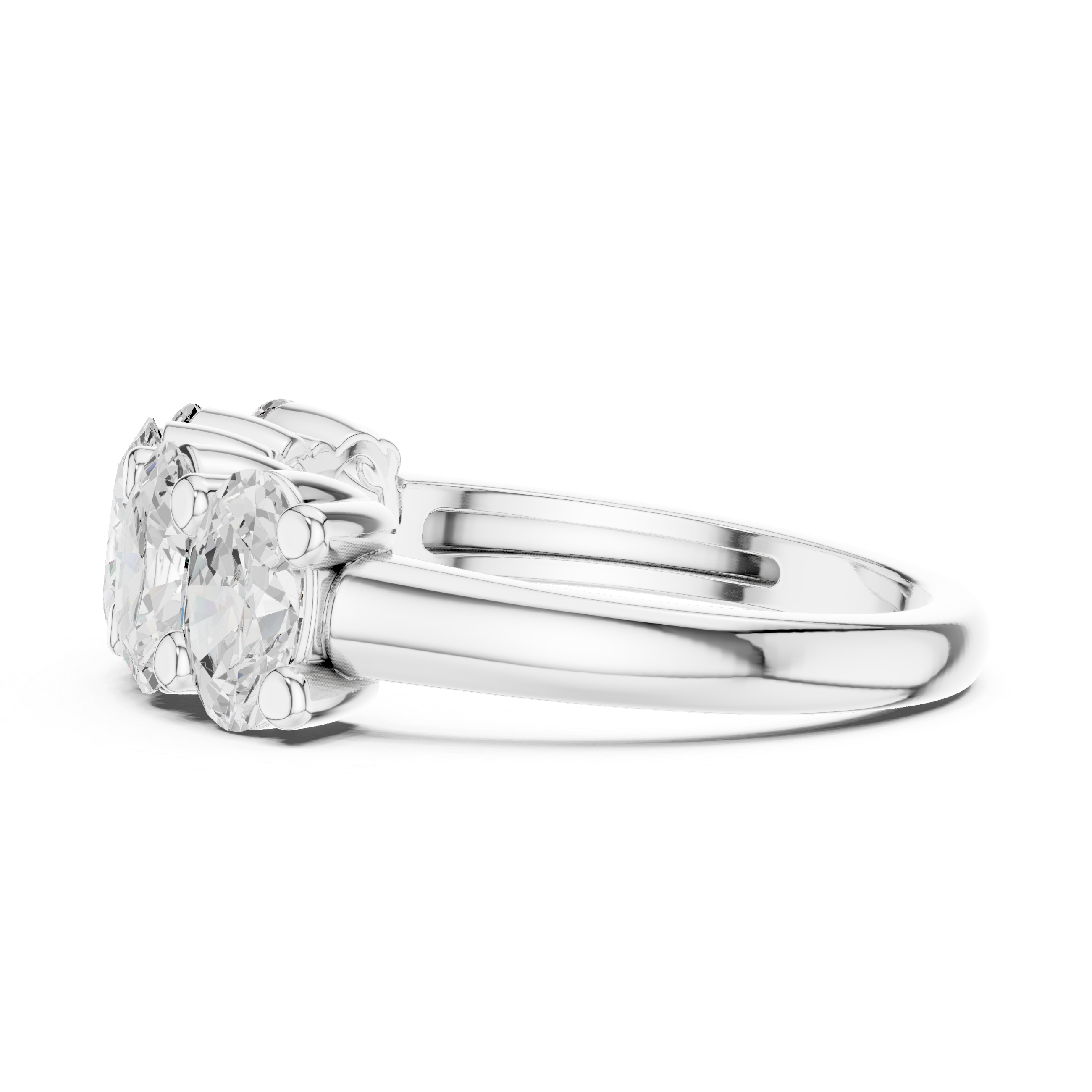 Oval diamond ring with five-stone