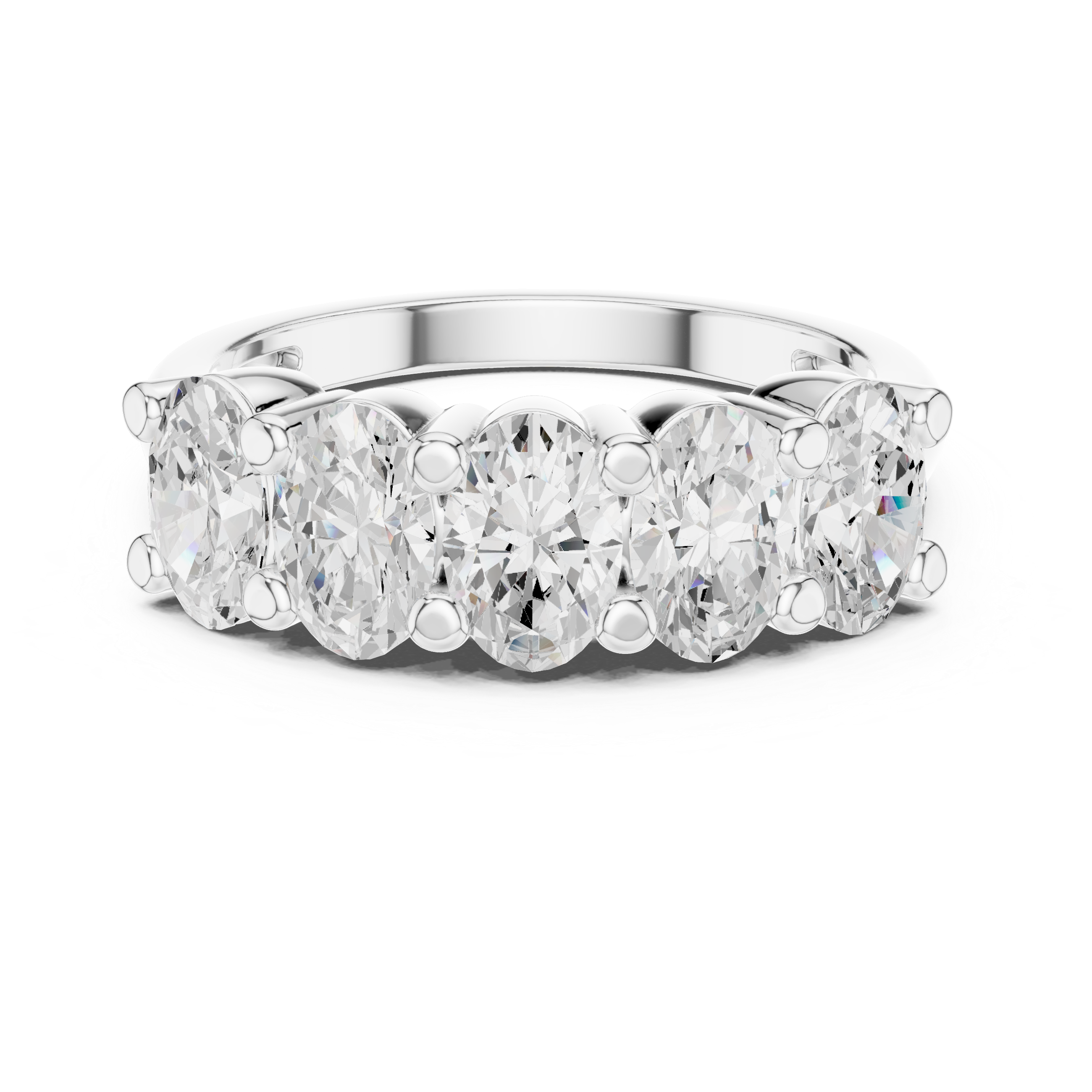Oval diamond ring with five-stone