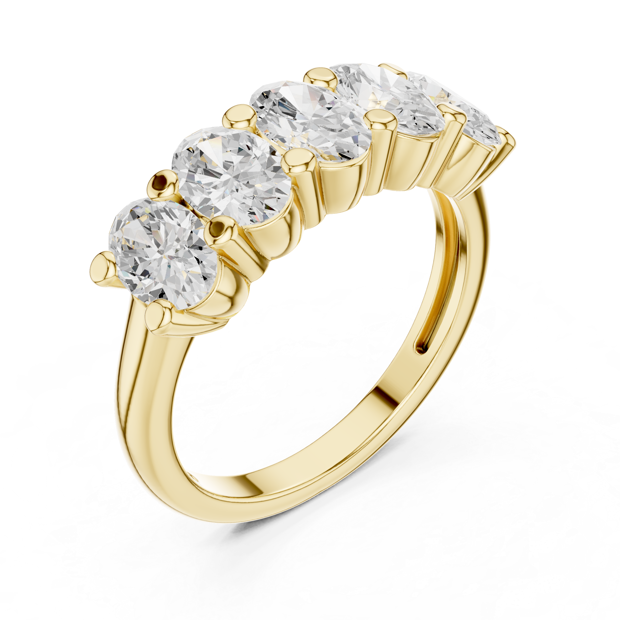 Oval diamond ring with five-stone
