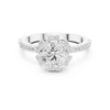 Round center diamond ring with halo and pav‚ band