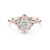 Round center diamond ring with marquise and round diamond floral halo