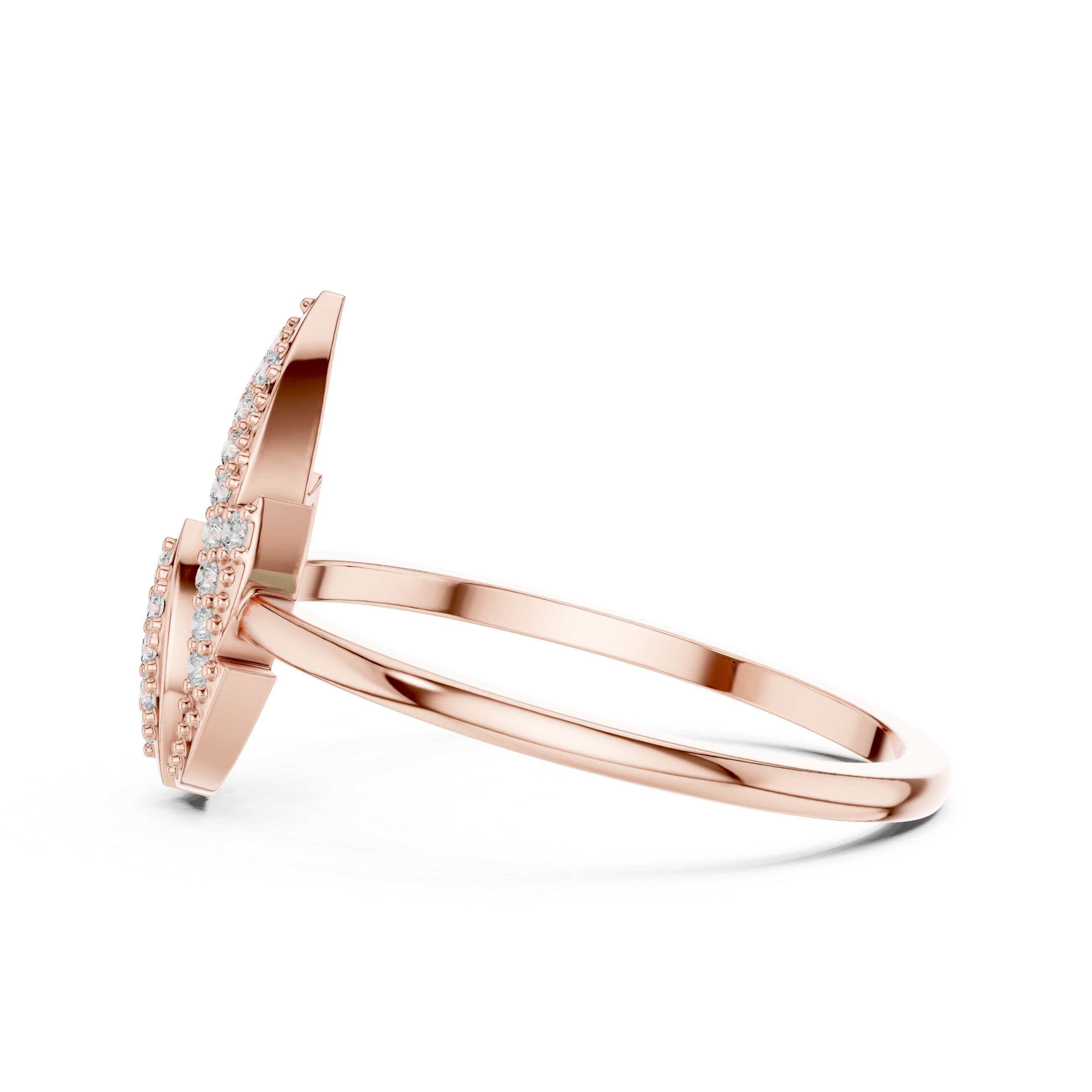 Radiant Rose Leaf Diamond Ring