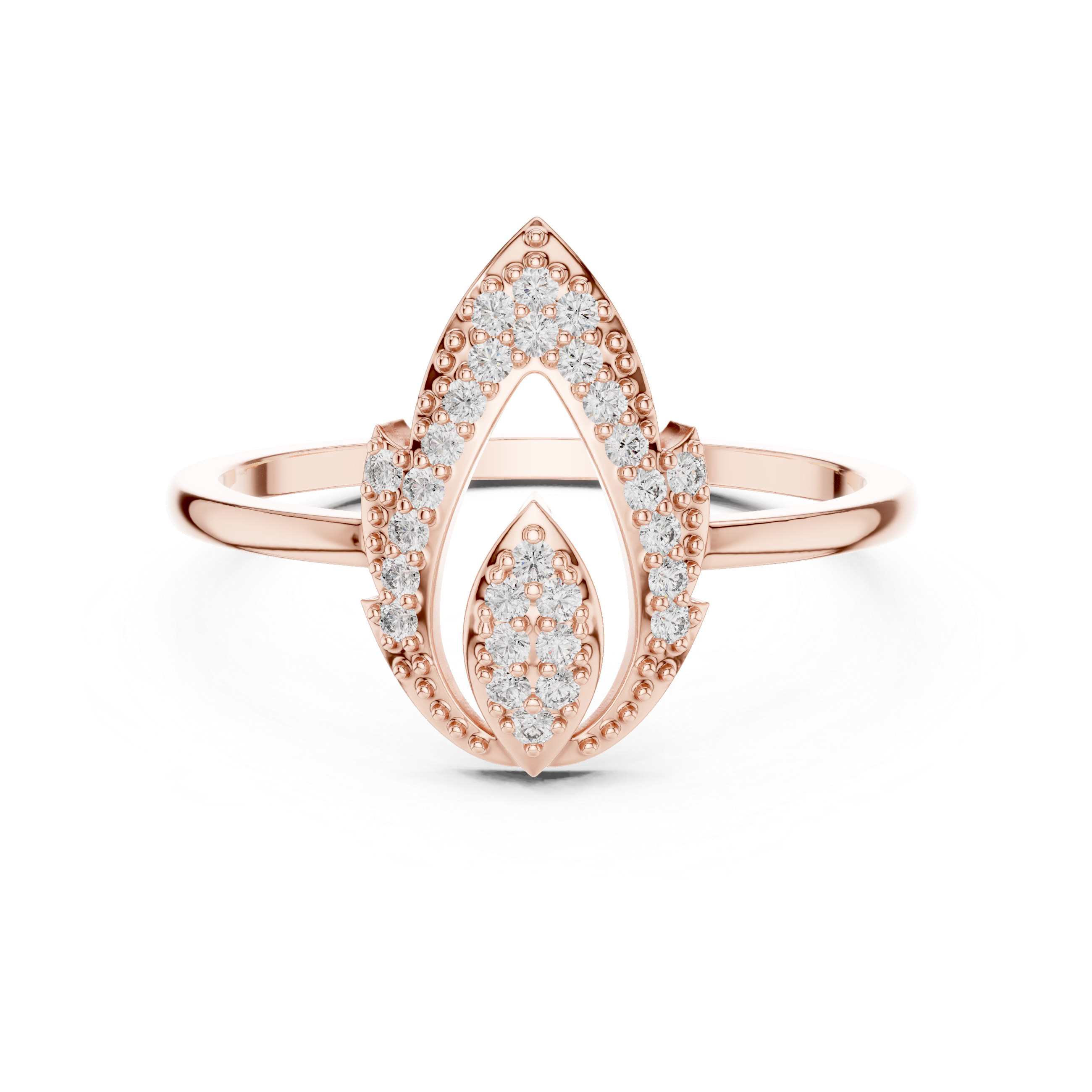 Radiant Rose Leaf Diamond Ring