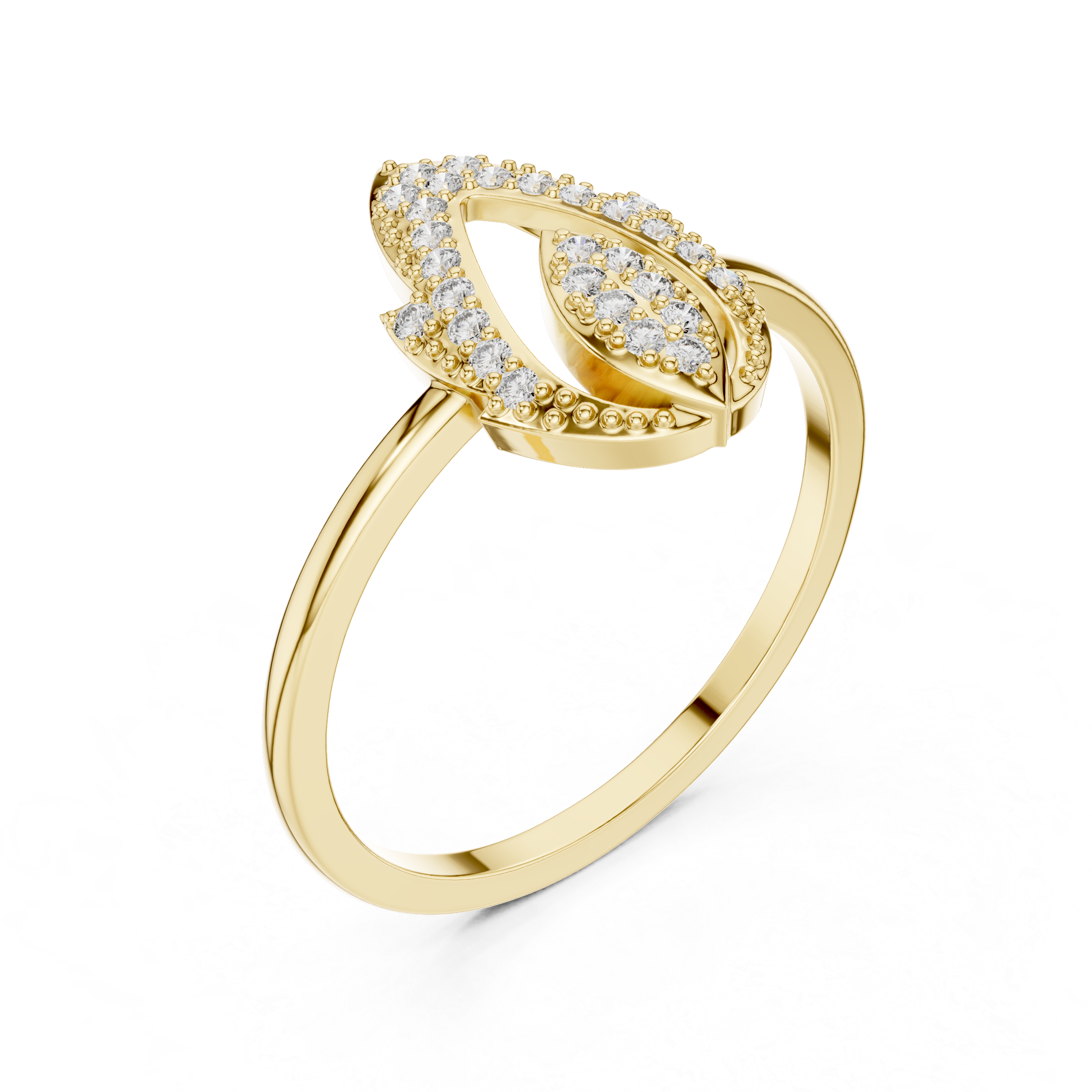 Radiant Rose Leaf Diamond Ring
