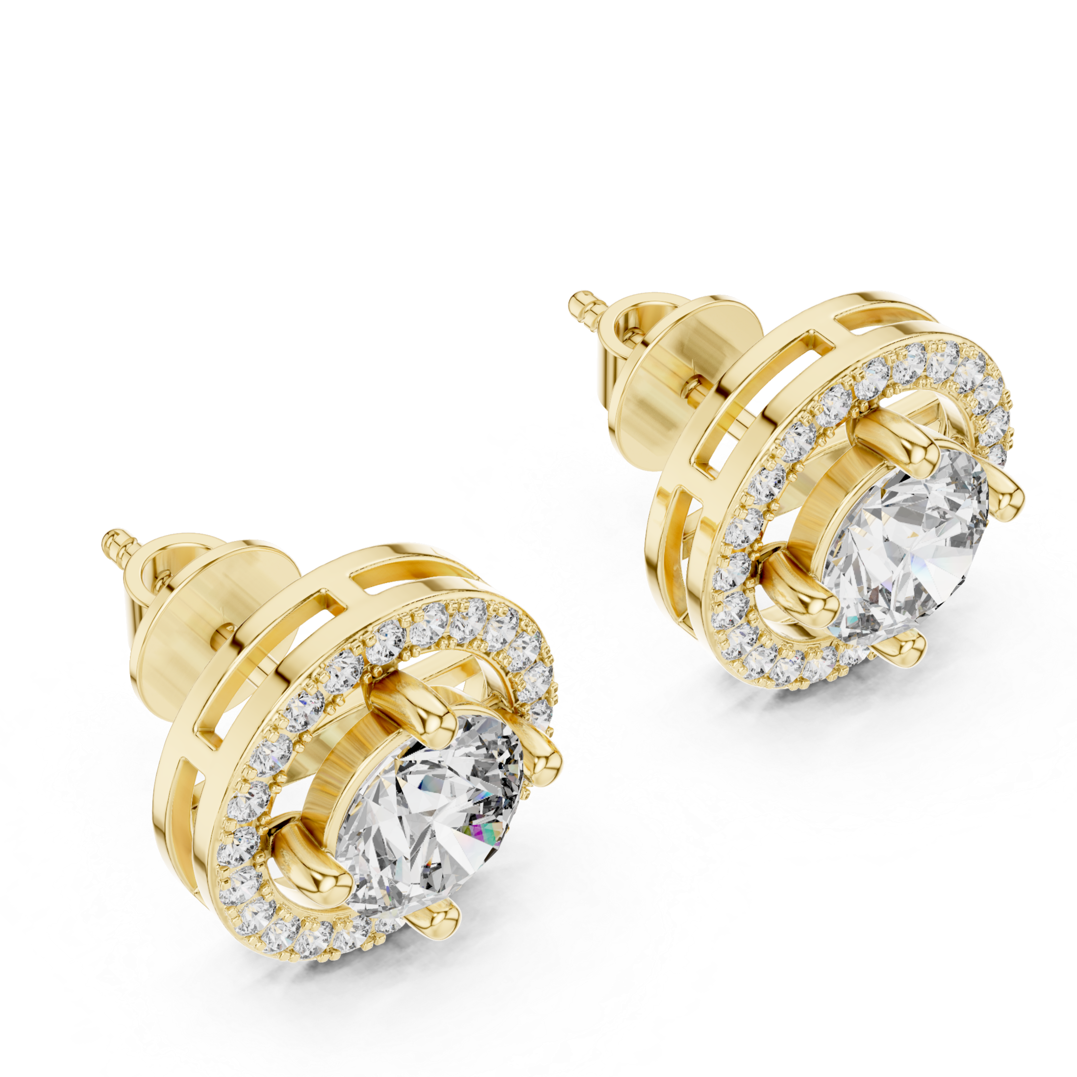 Round and Melee Diamond Earrings