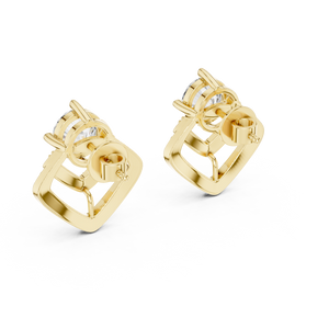 Square Diamond Halo Earrings