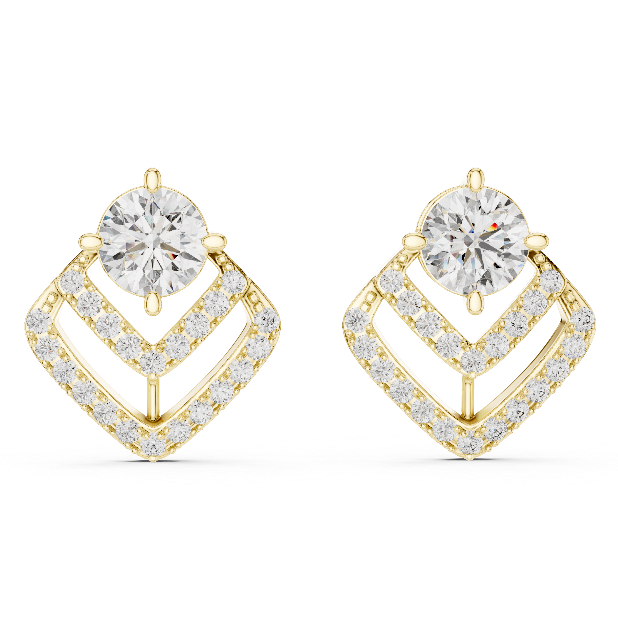 Square Diamond Halo Earrings