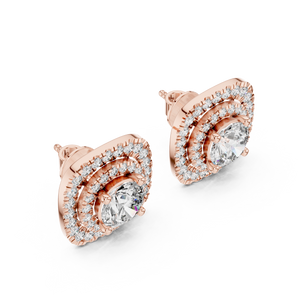 Round Diamond Halo Earrings
