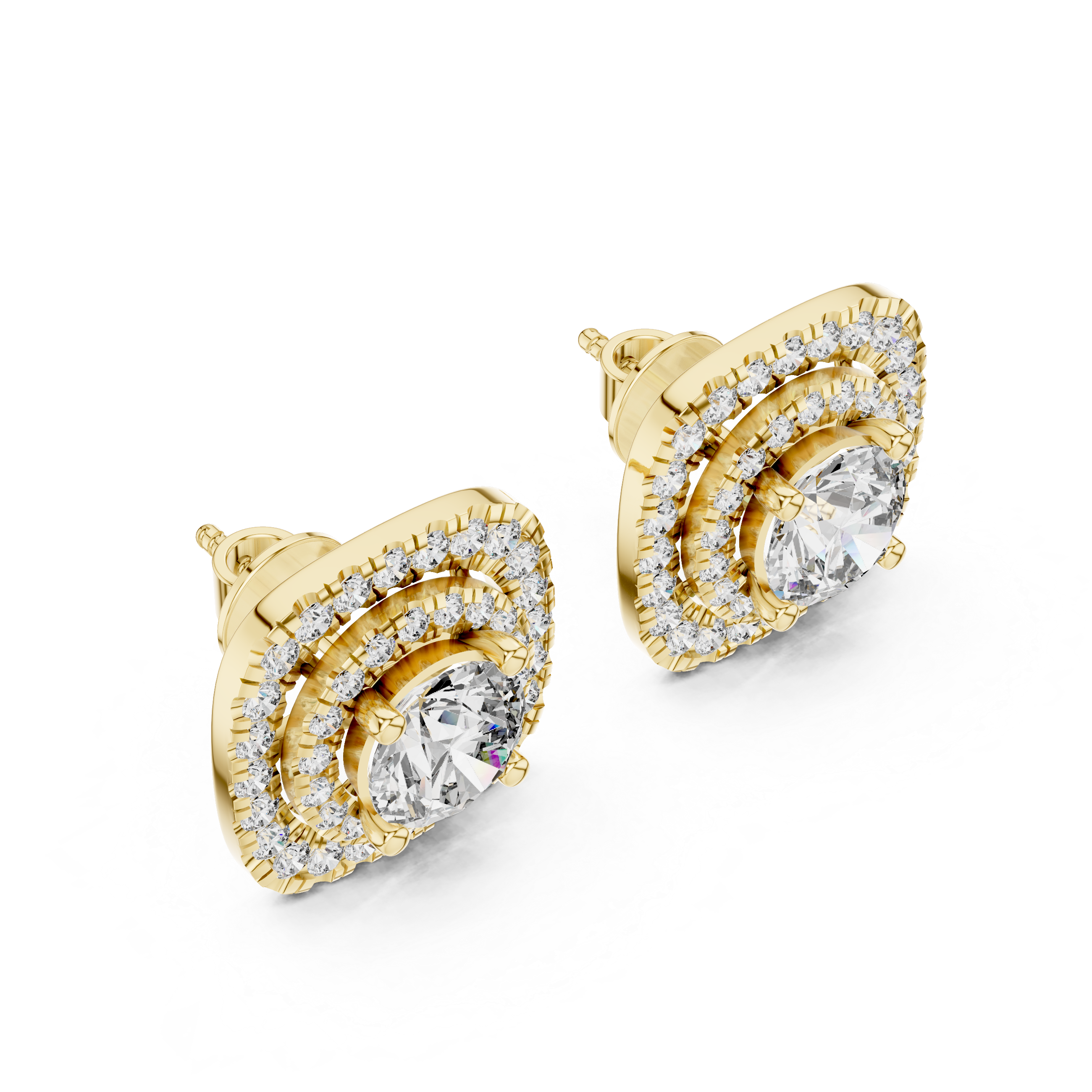 Round Diamond Halo Earrings