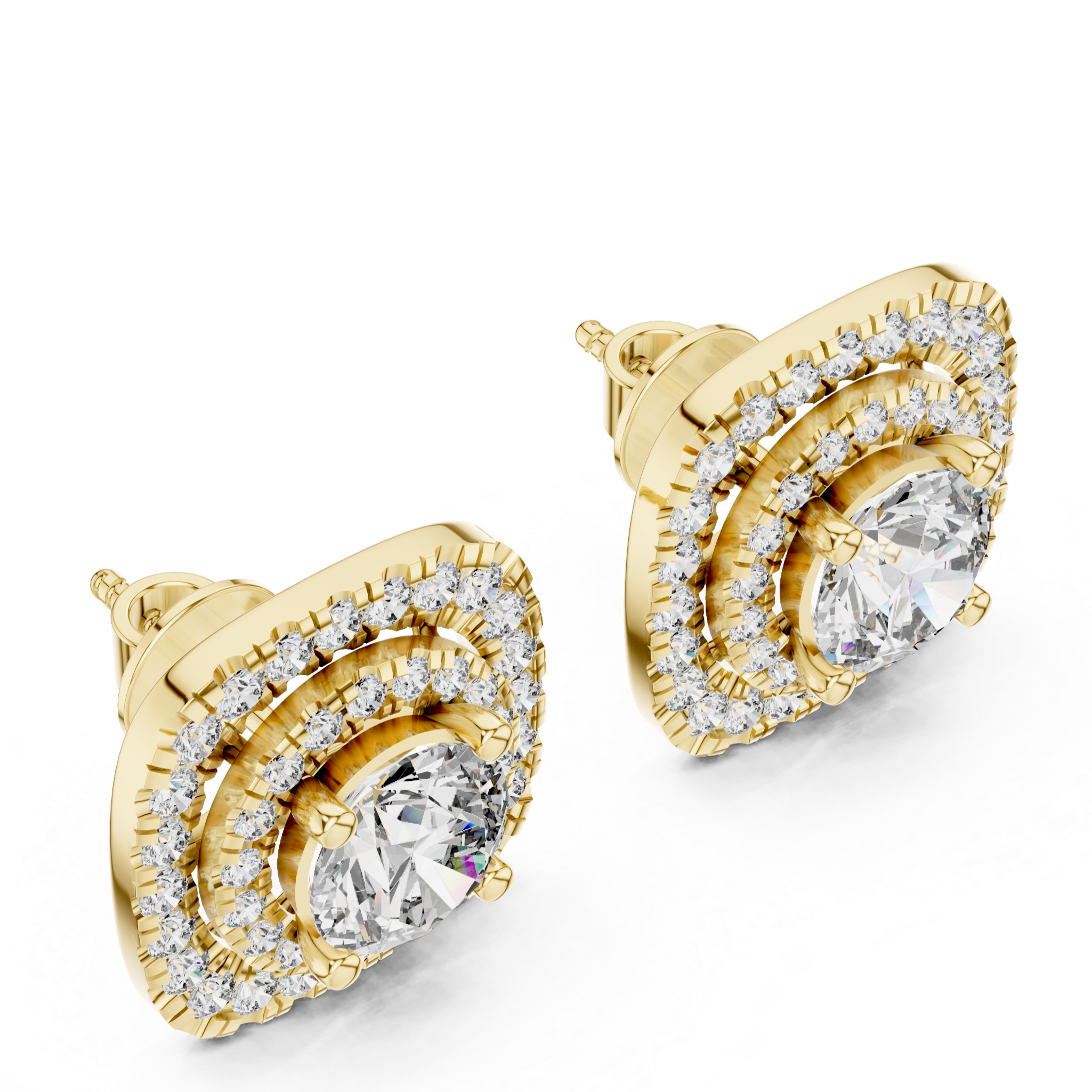 Round Diamond Halo Earrings