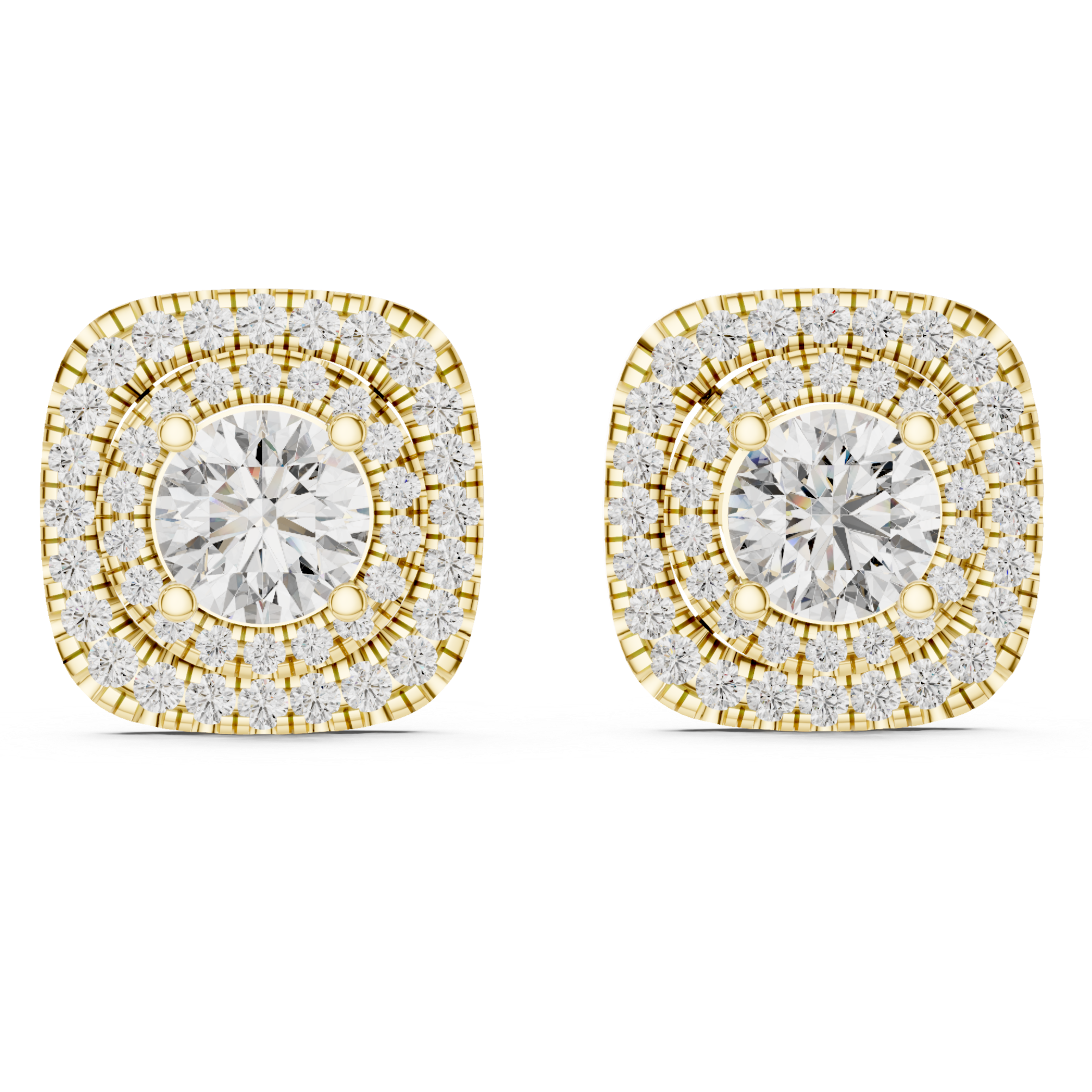 Round Diamond Halo Earrings