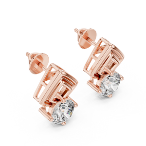 Luxe Grid Solitaire Studs