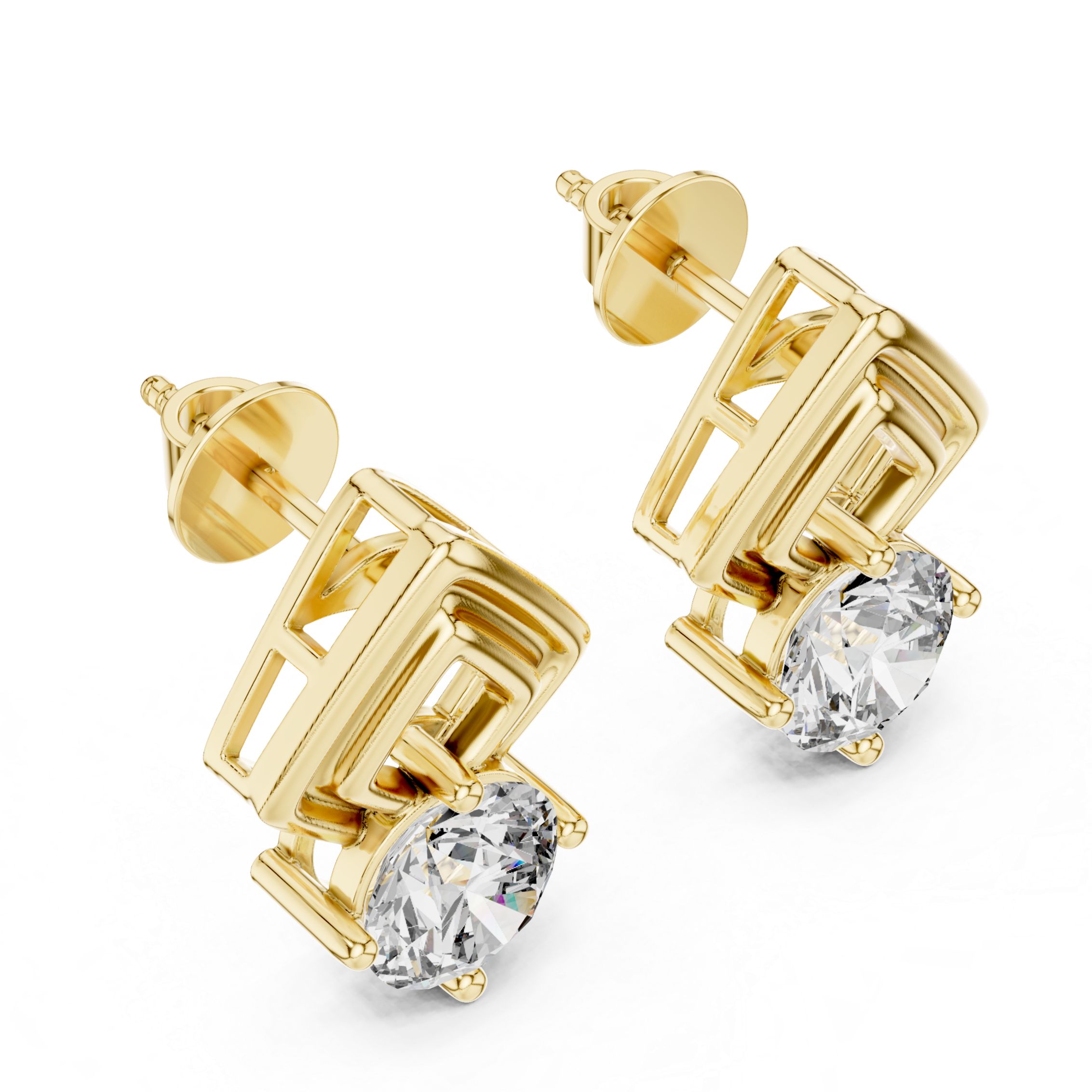 Luxe Grid Solitaire Studs