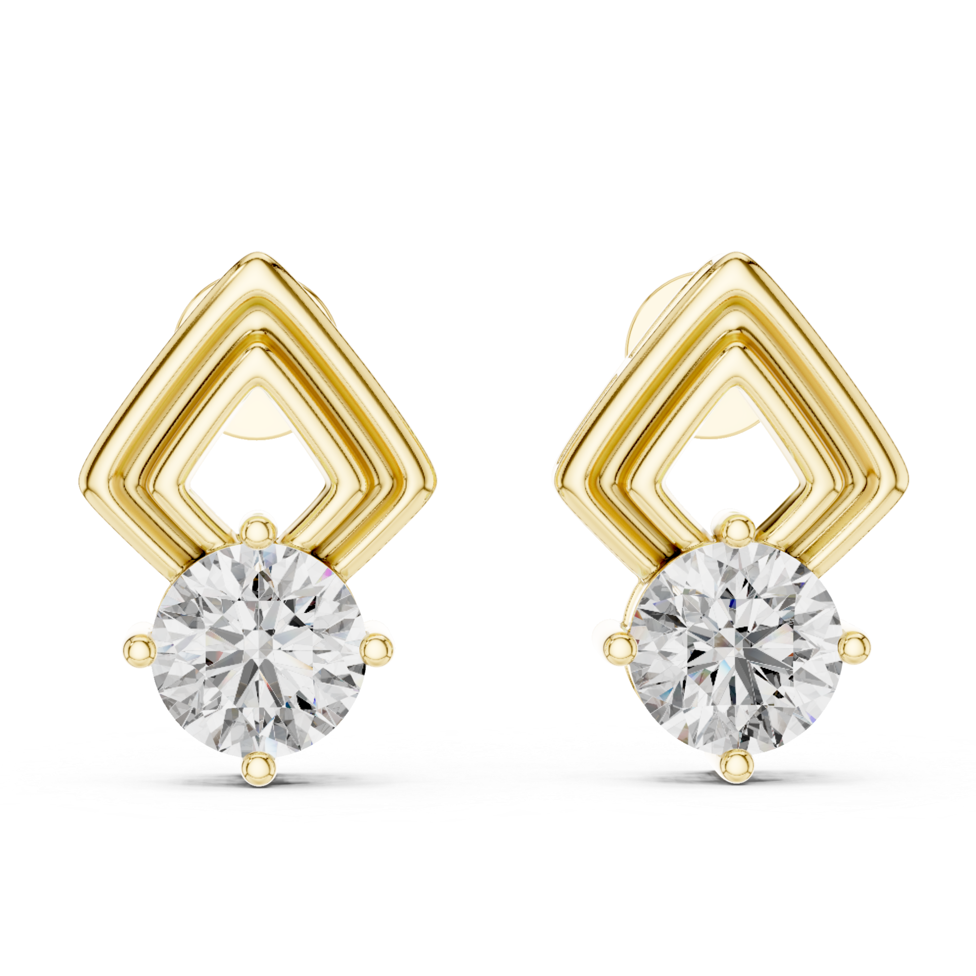 Luxe Grid Solitaire Studs