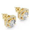 Hexa Halo Elegance: Rose Gold Diamond Studs
