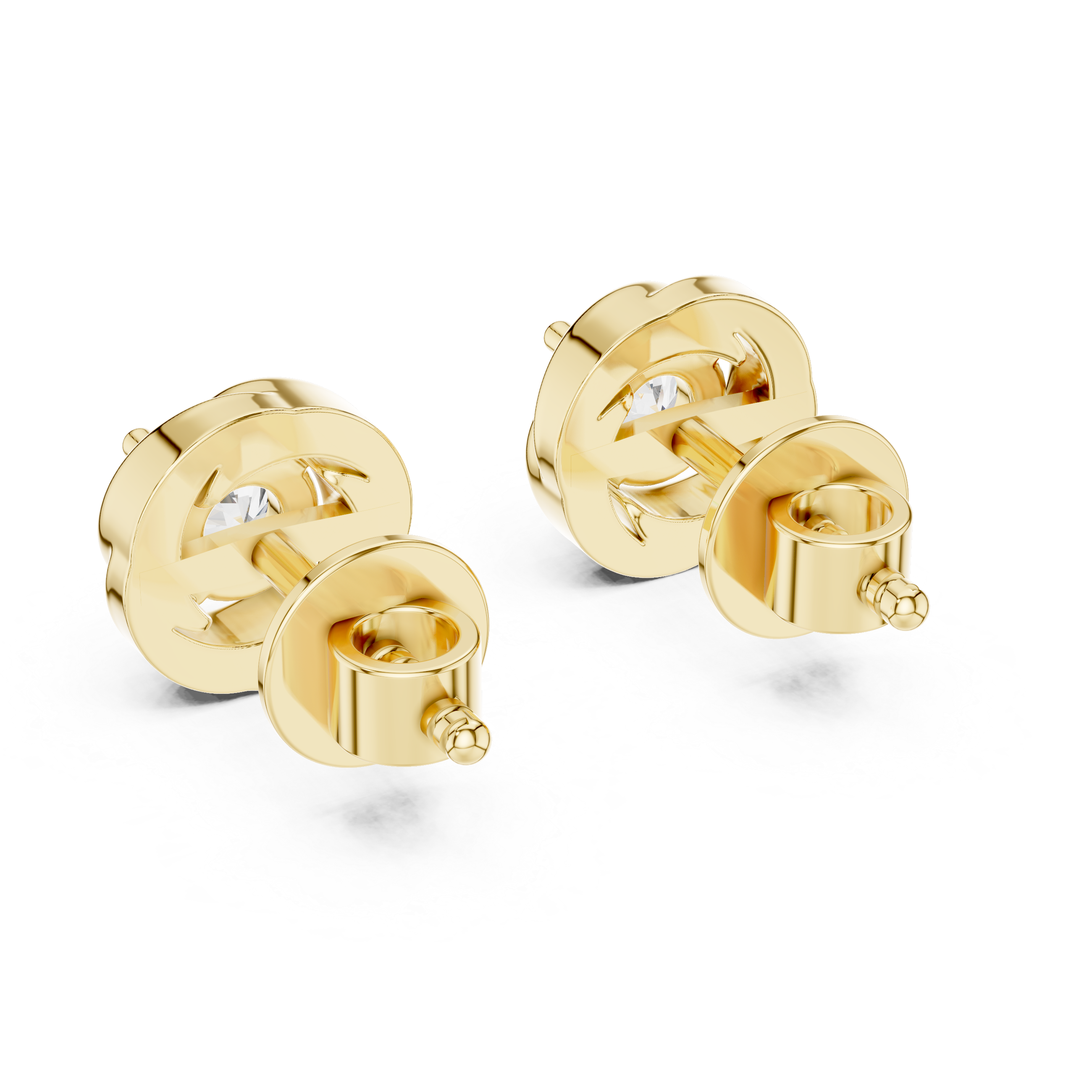 Rose Gold Diamond Stud Earrings with Braided Design